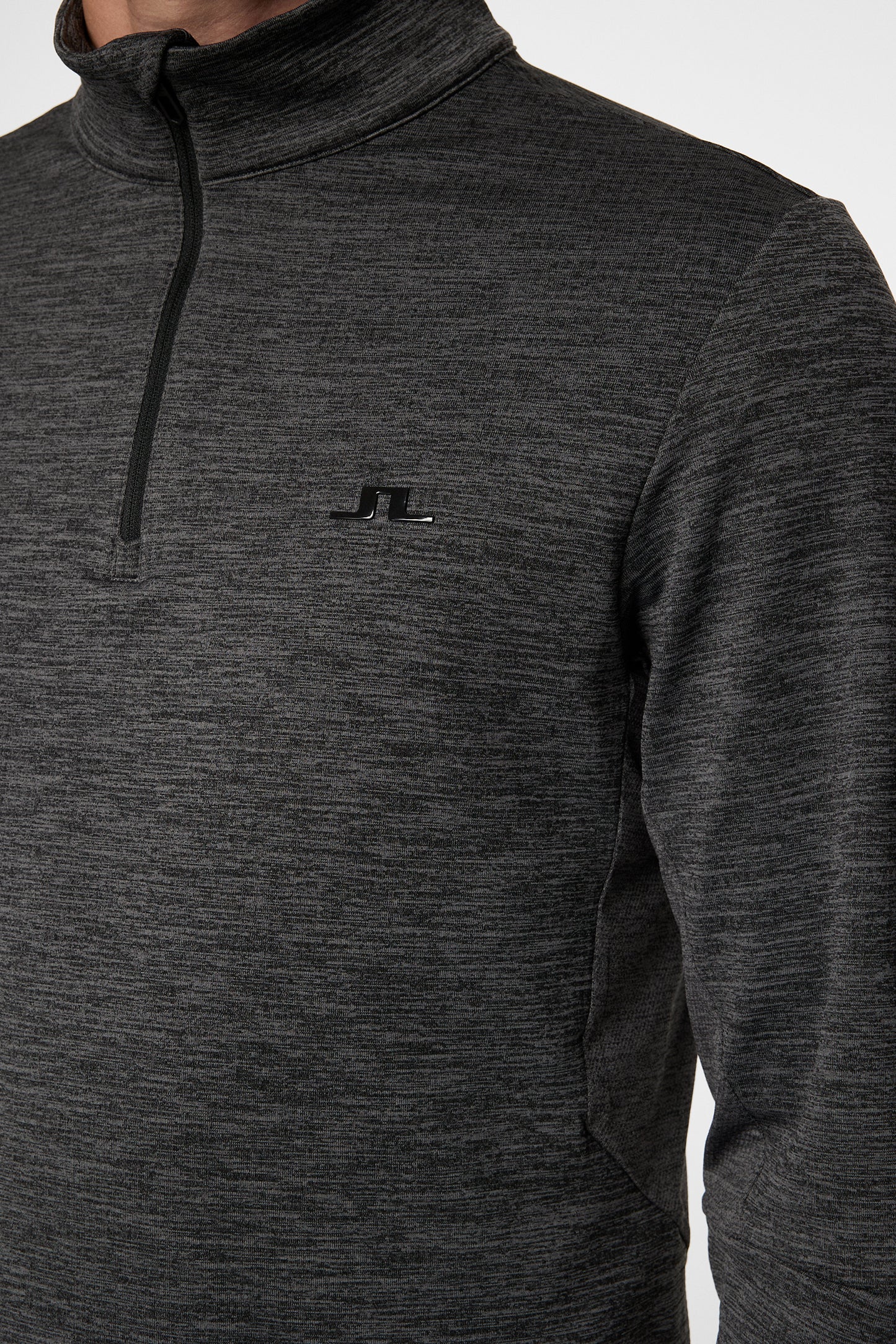 Destry Quarter Zip Mid Layer in Asphalt and Black Melange by J.Lindeberg