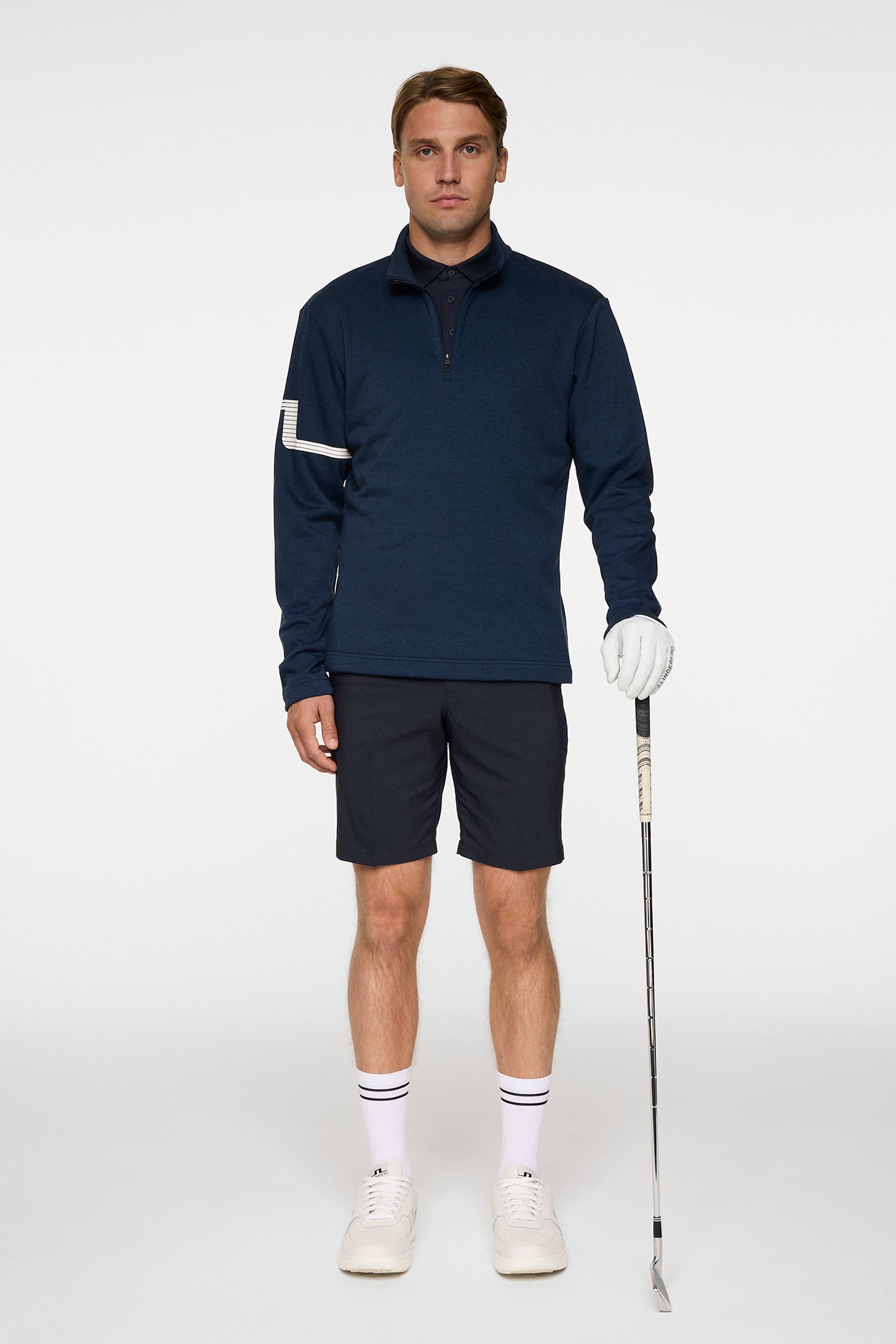 Heath Strike Mid Layer in Navy Melange by J.Lindeberg