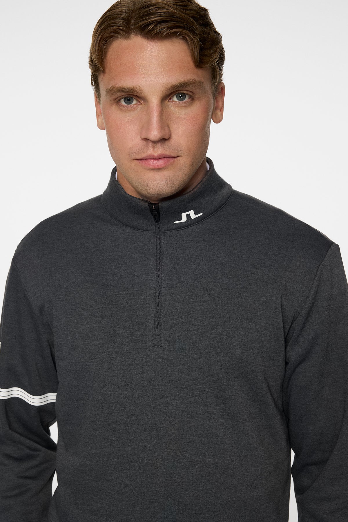 Heath Strike Mid Layer in Asphalt and Black Melange by J.Lindeberg