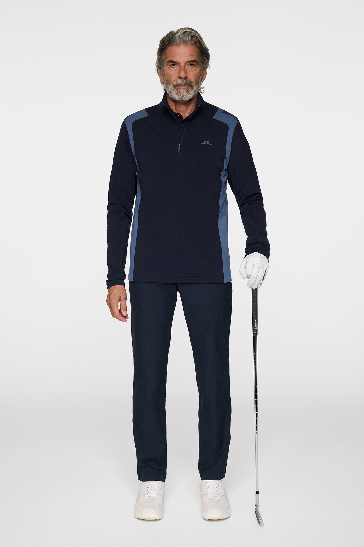 Lukas Quarter Zip Mid Layer in Vintage Indigo by J.Lindeberg