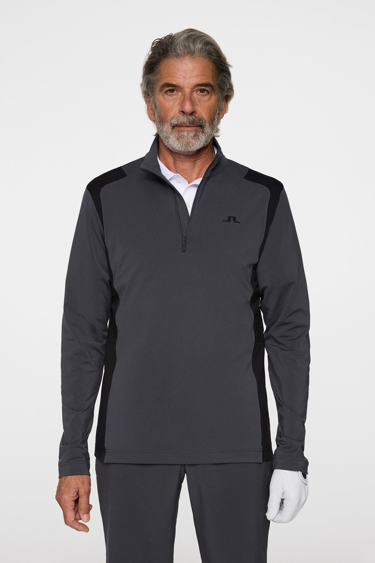 Lukas Quarter Zip Mid Layer in Asphalt by J.Lindeberg
