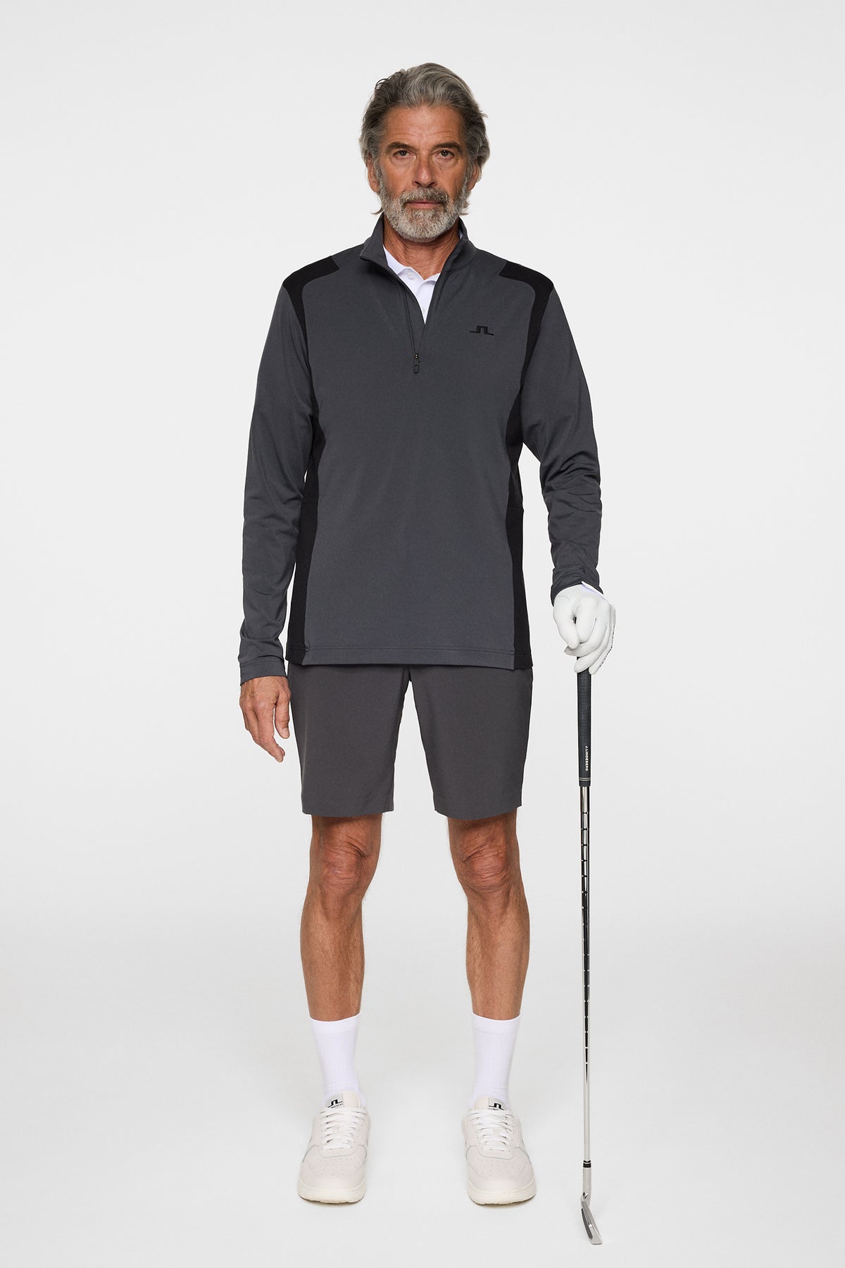 Lukas Quarter Zip Mid Layer in Asphalt by J.Lindeberg