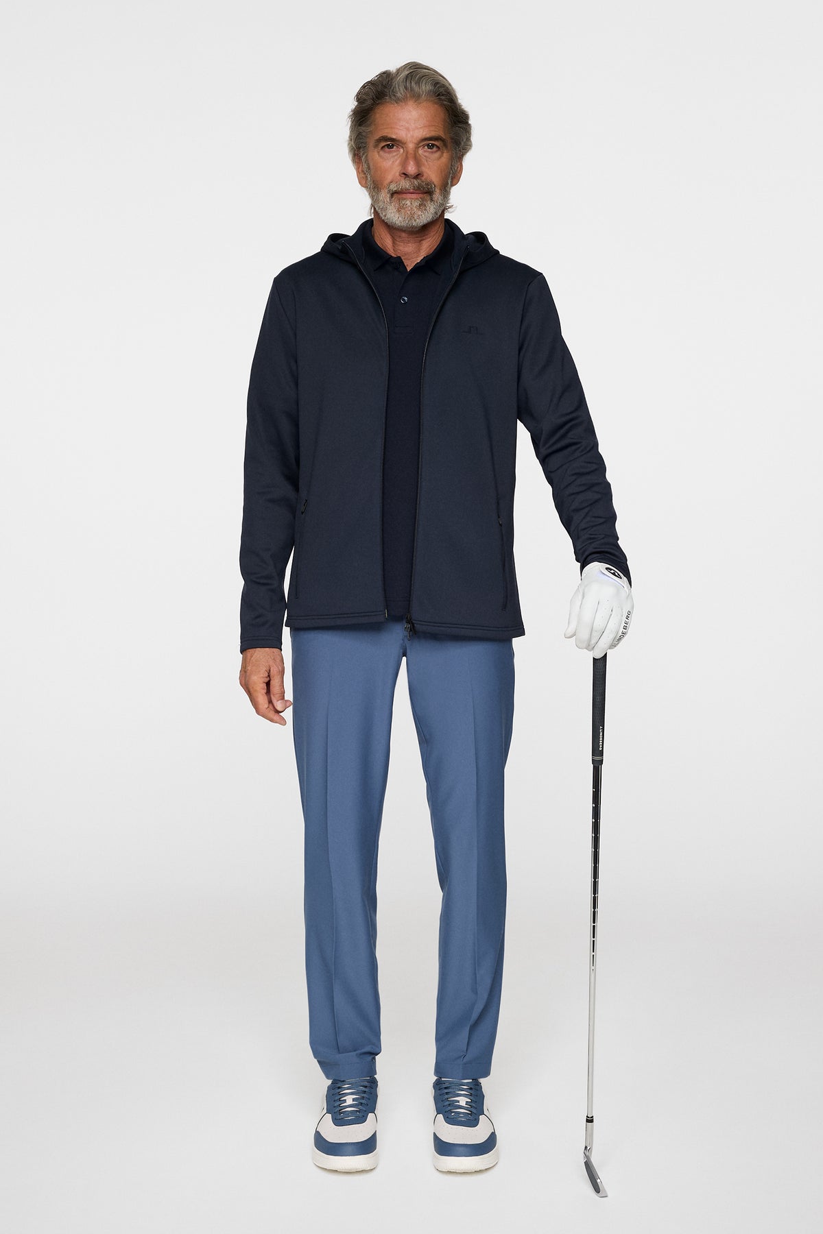 Aerial Full Zip Hood in JL Navy by J.Lindeberg