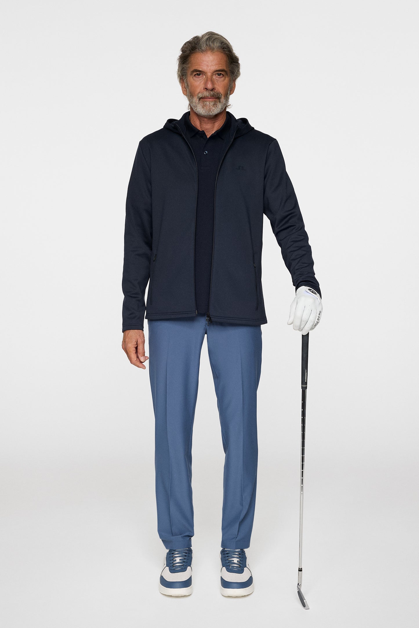 Aerial Full Zip Hood in JL Navy by J.Lindeberg
