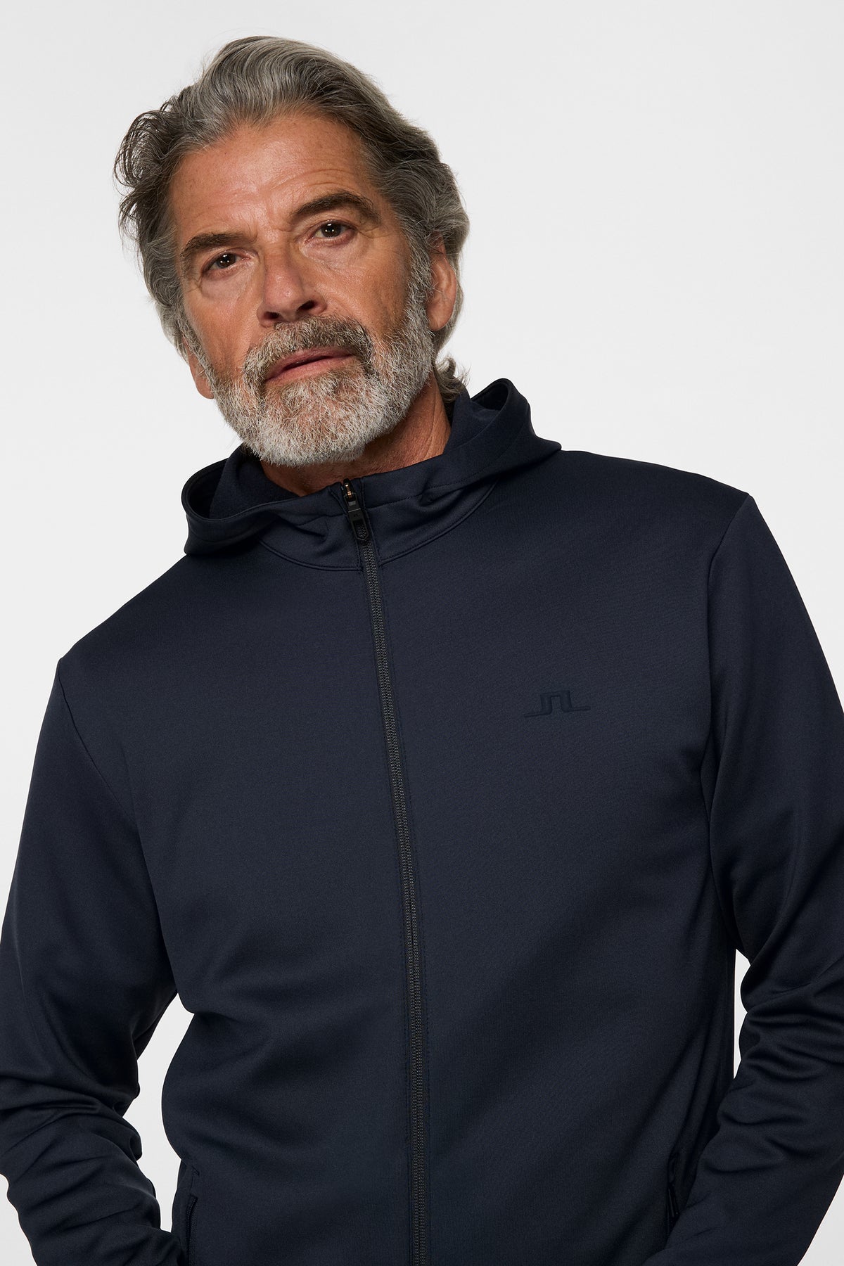 Aerial Full Zip Hood in JL Navy by J.Lindeberg