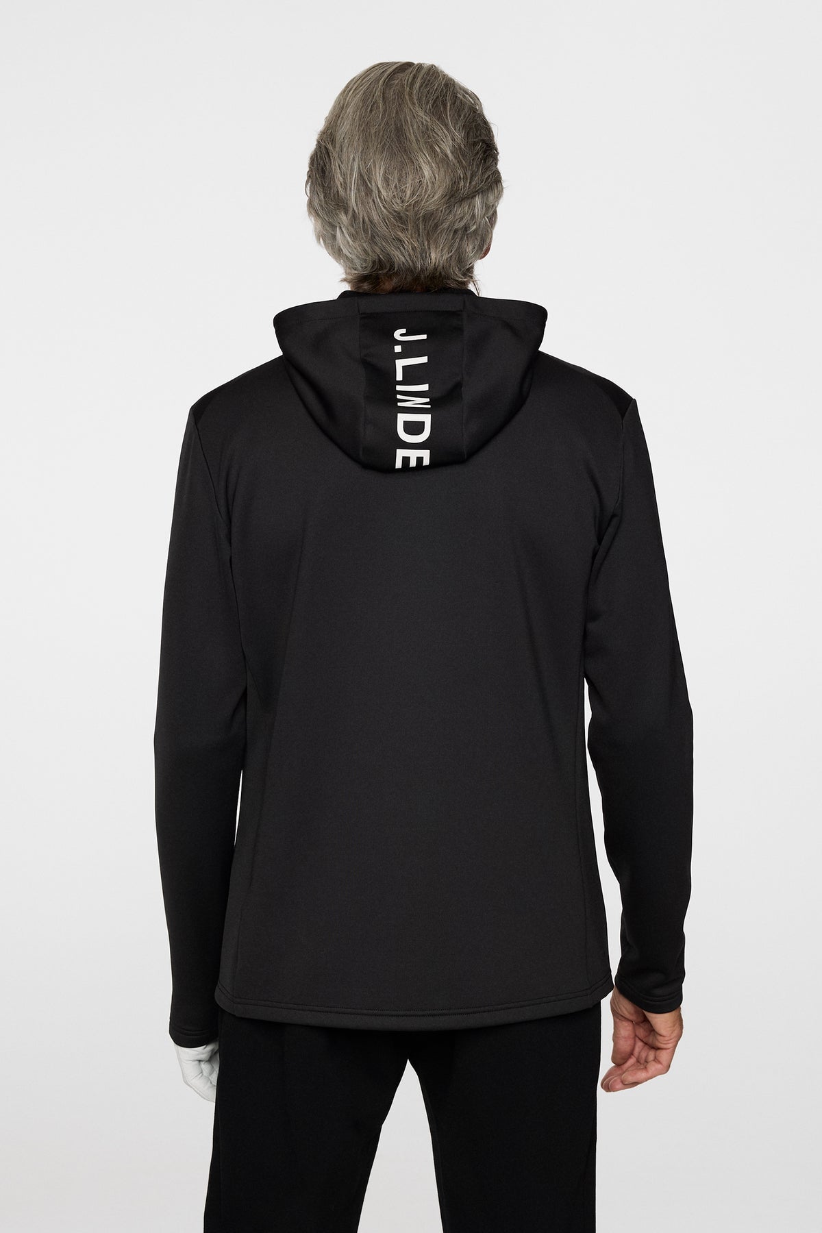 Aerial Full Zip Hood in Black by J.Lindeberg