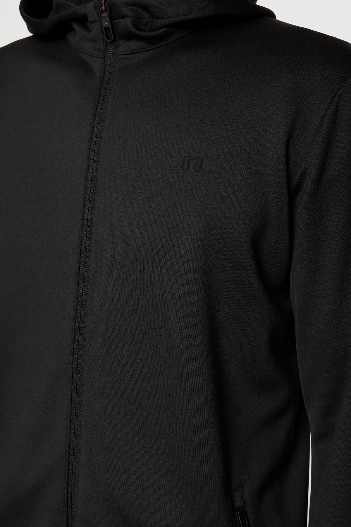Aerial Full Zip Hood in Black by J.Lindeberg
