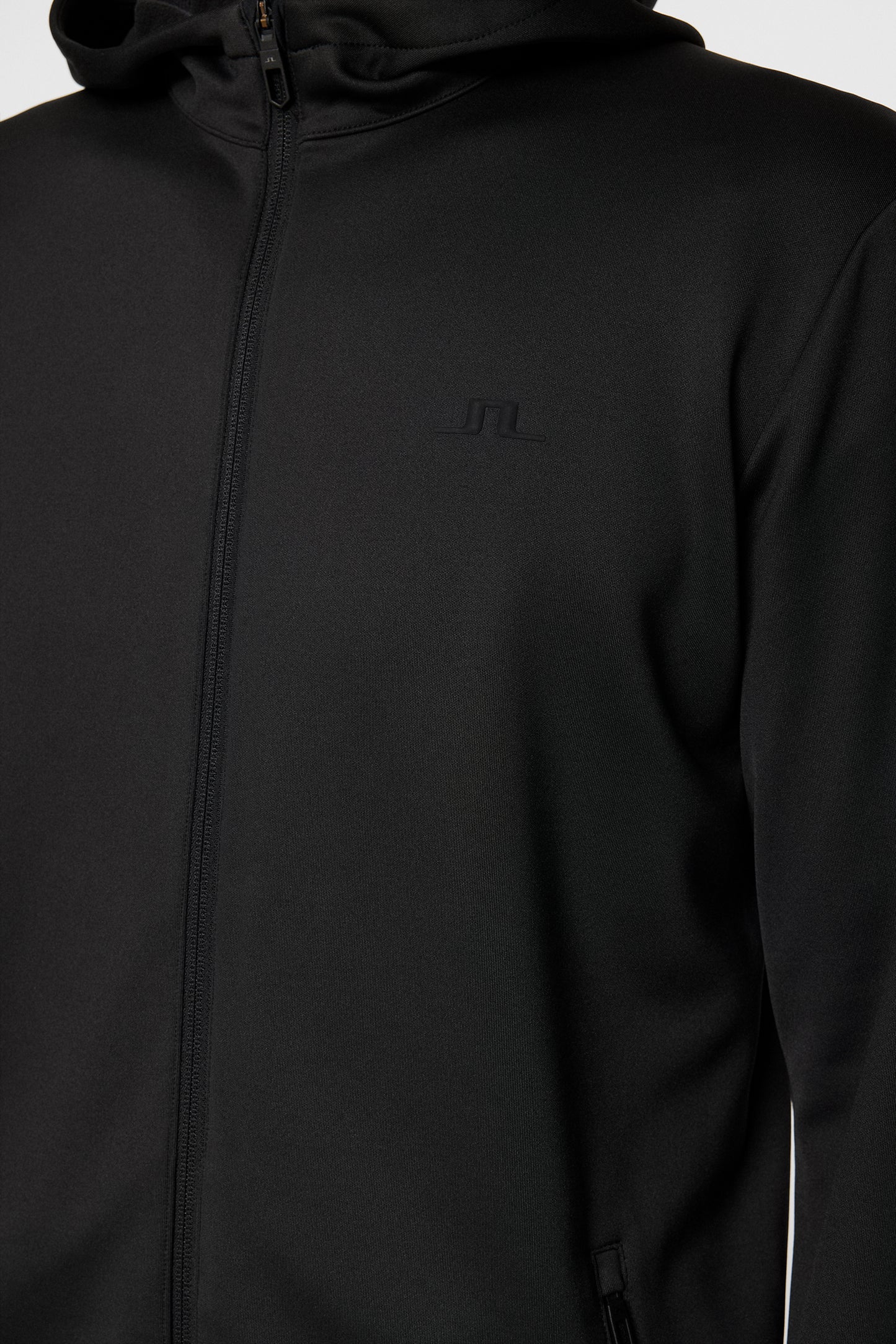 Aerial Full Zip Hood in Black by J.Lindeberg
