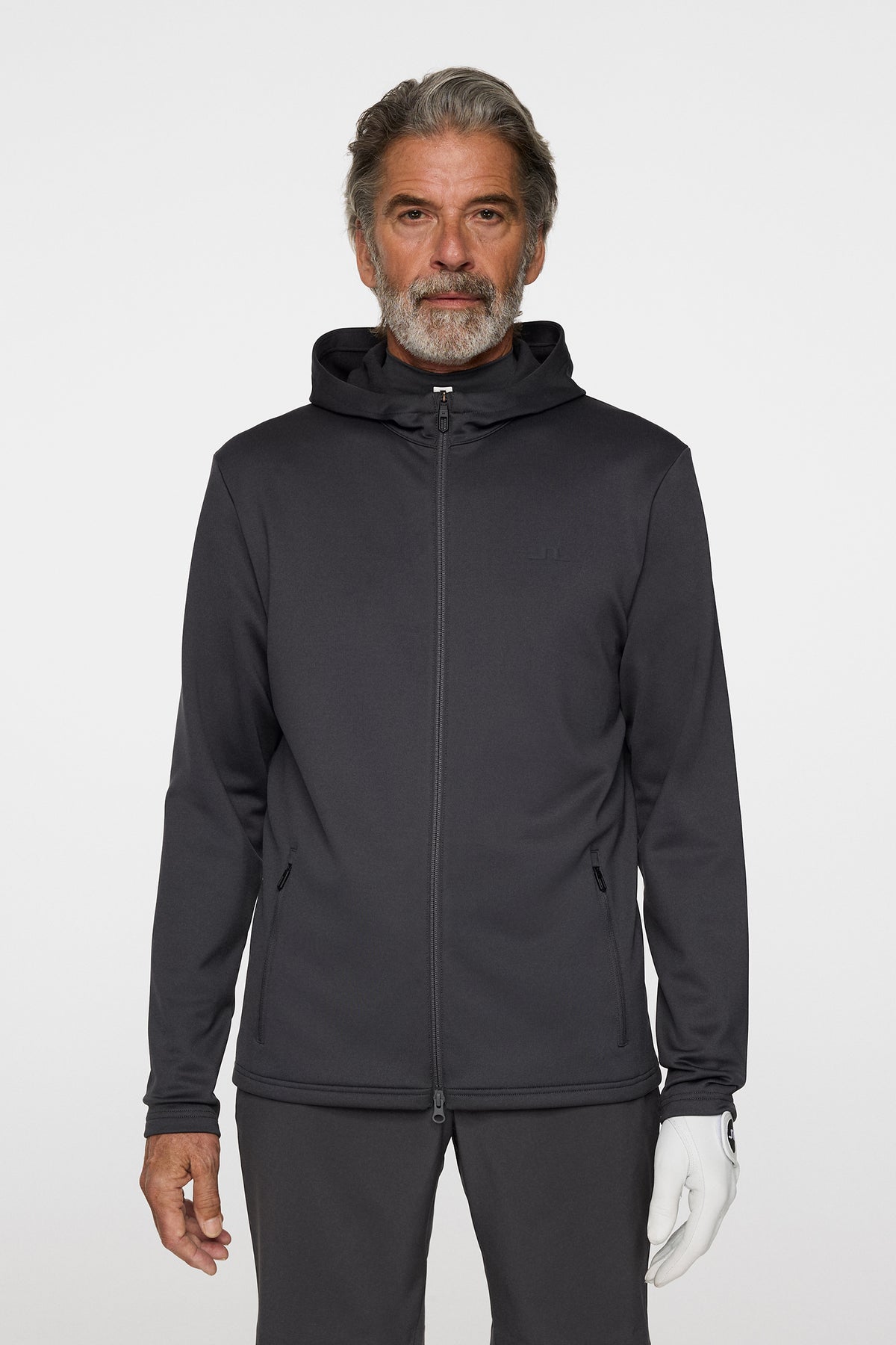 Aerial Full Zip Hood in Asphalt by J.Lindeberg