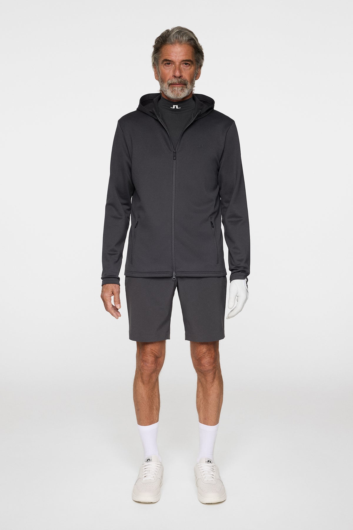 Aerial Full Zip Hood in Asphalt by J.Lindeberg