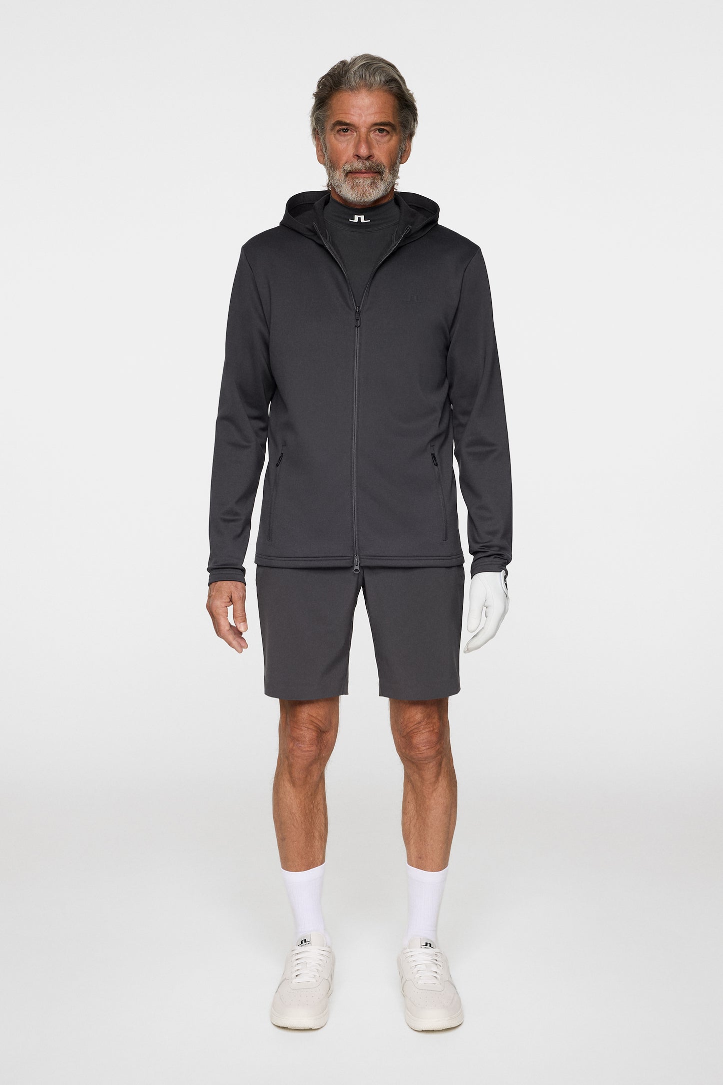 Aerial Full Zip Hood in Asphalt by J.Lindeberg