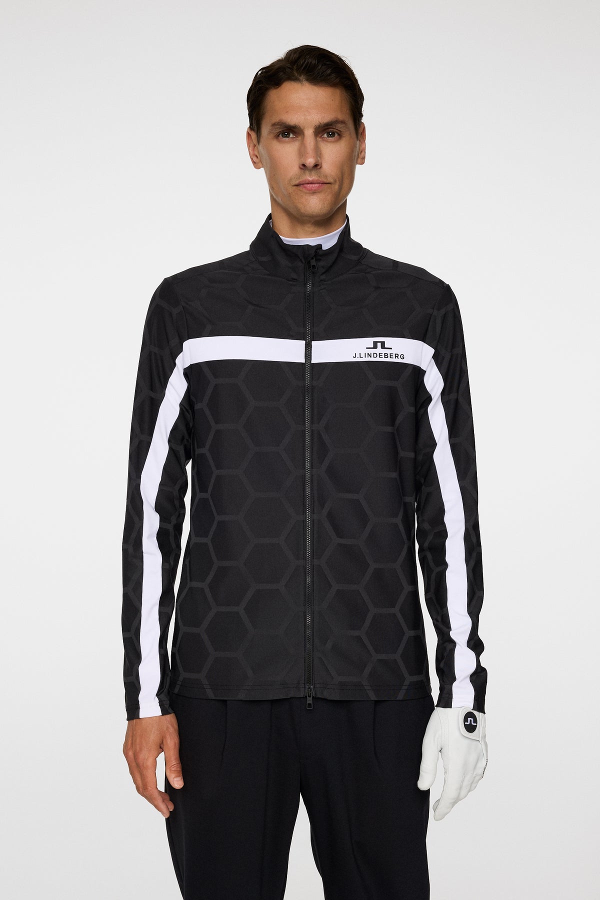 Jarvis Jacquard Tour Mid Layer in The Open Black by J.Lindeberg