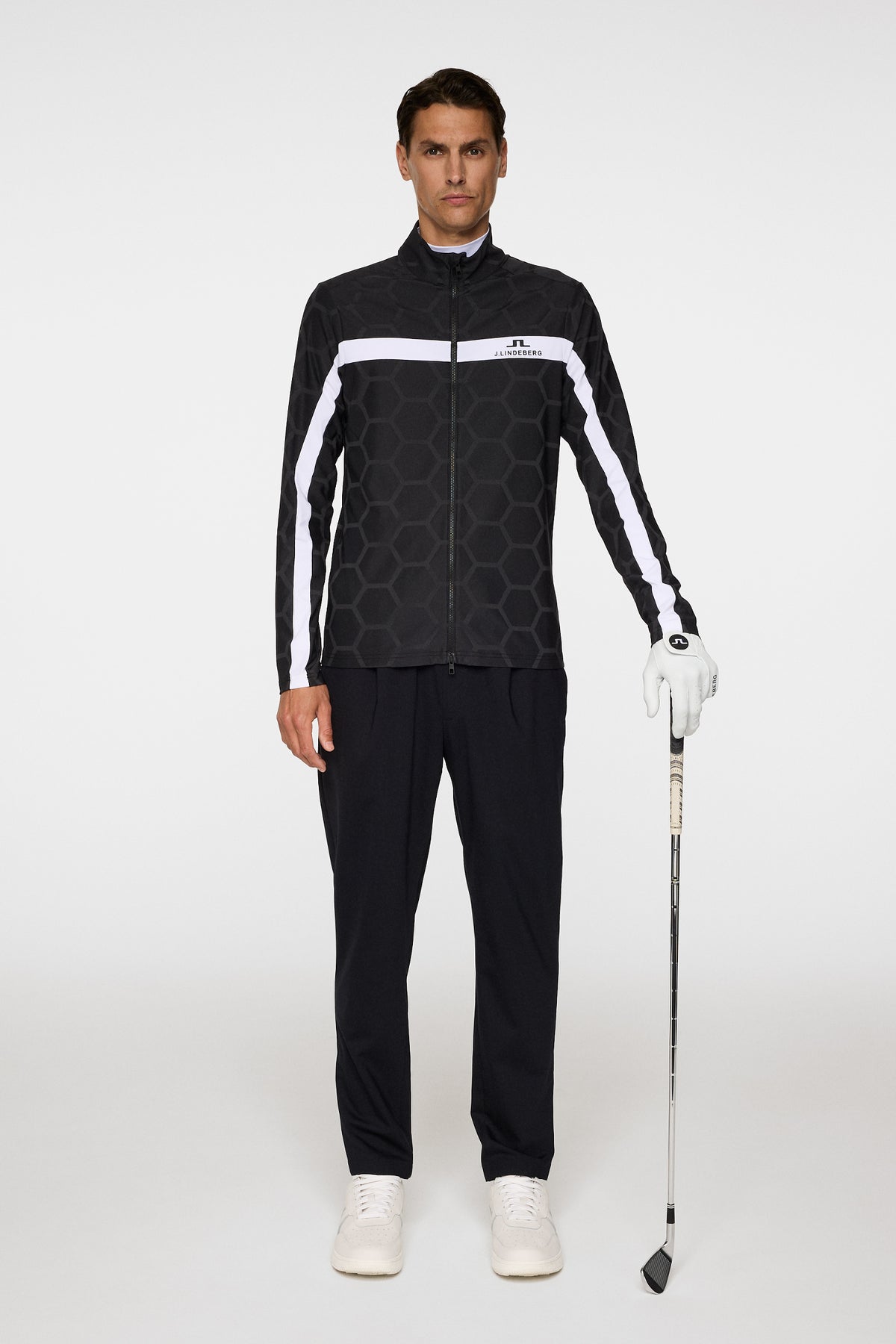 Jarvis Jacquard Tour Mid Layer in The Open Black by J.Lindeberg