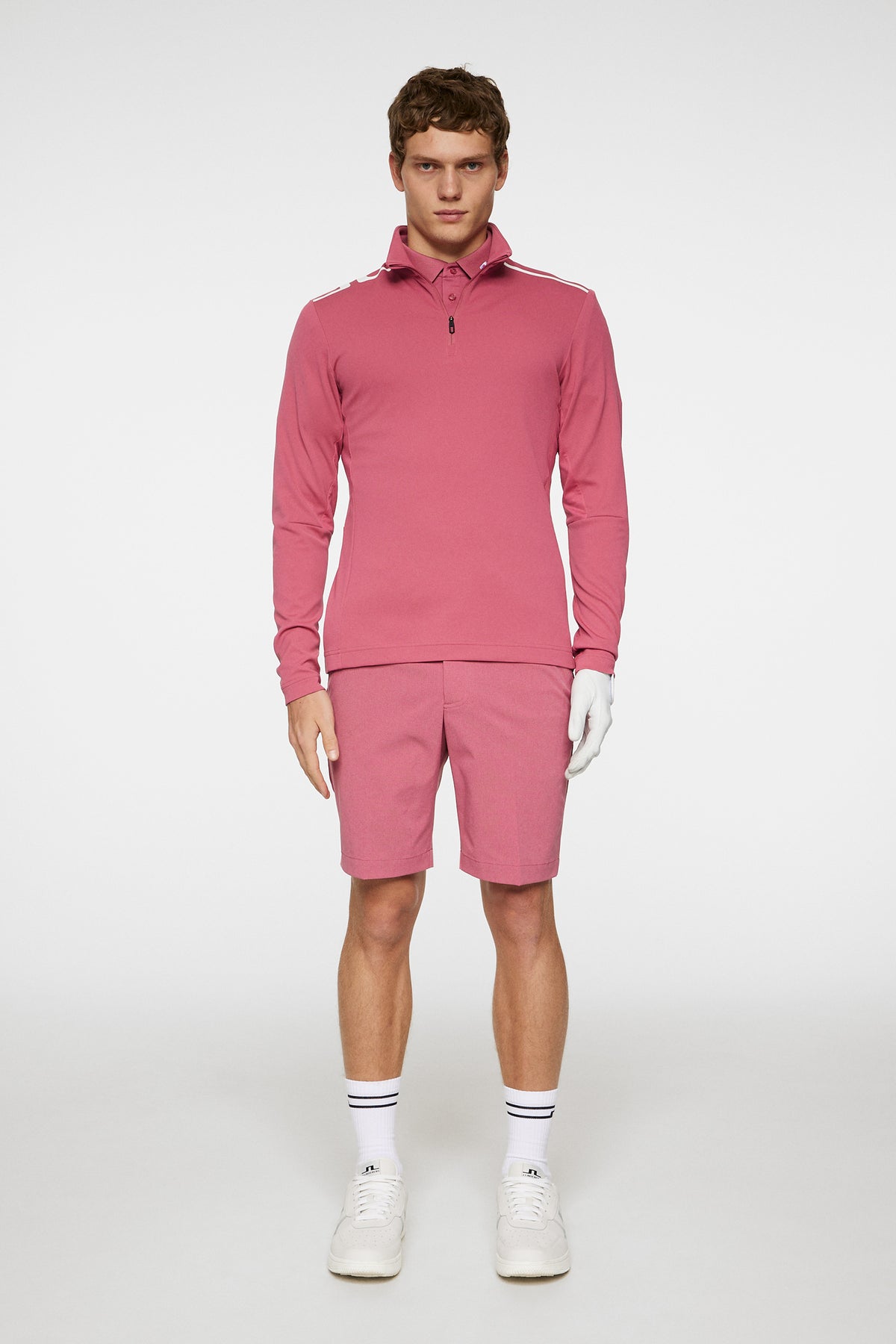 Leon Quarter Zip Mid Layer in Rose Wine by J.Lindeberg