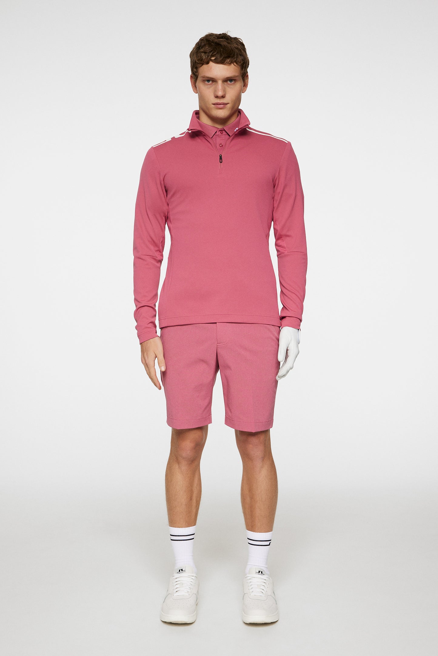 Leon Quarter Zip Mid Layer in Rose Wine by J.Lindeberg