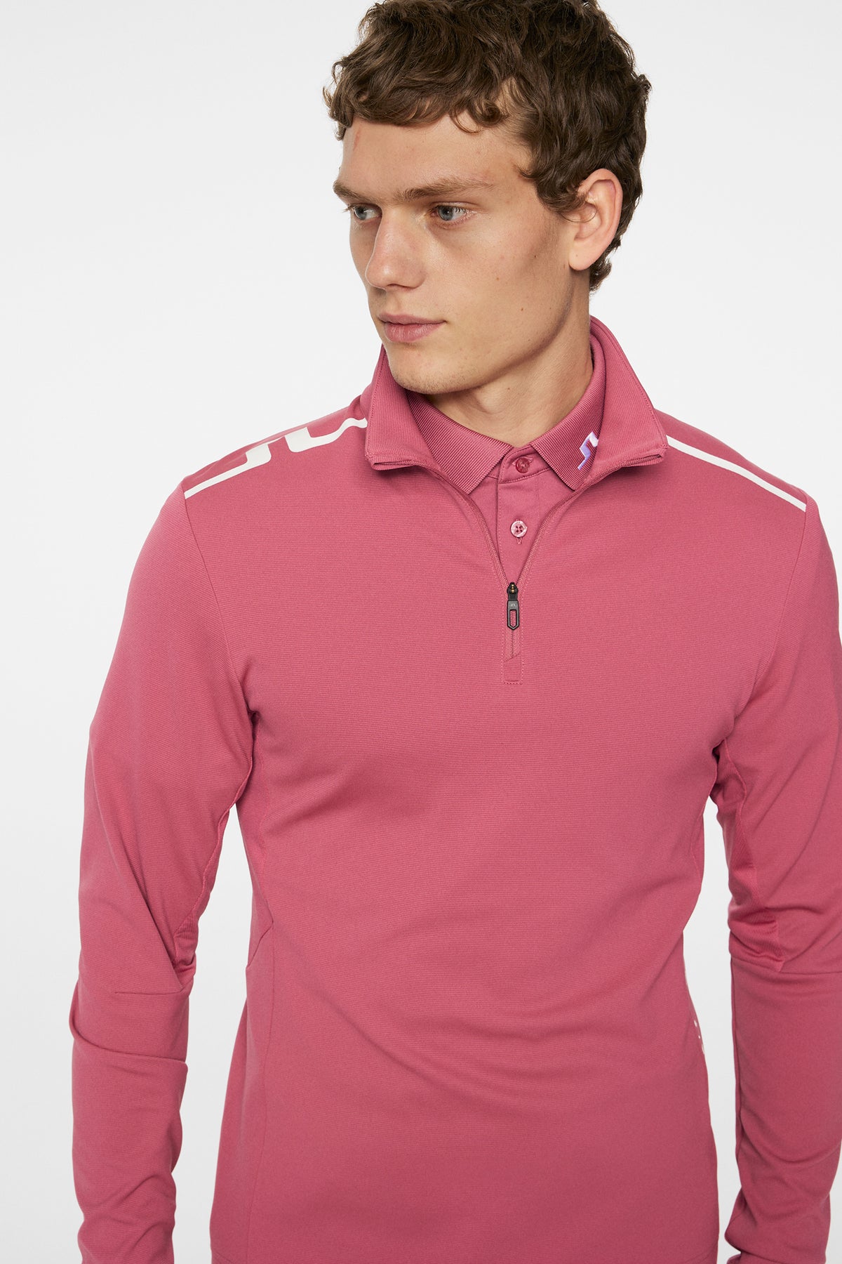 Leon Quarter Zip Mid Layer in Rose Wine by J.Lindeberg