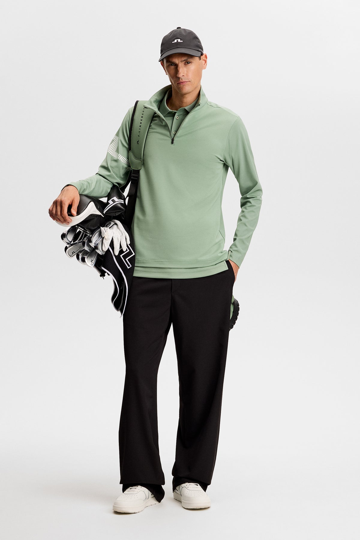 Heath Strike Mid Layer in Hedge Green by J.Lindeberg