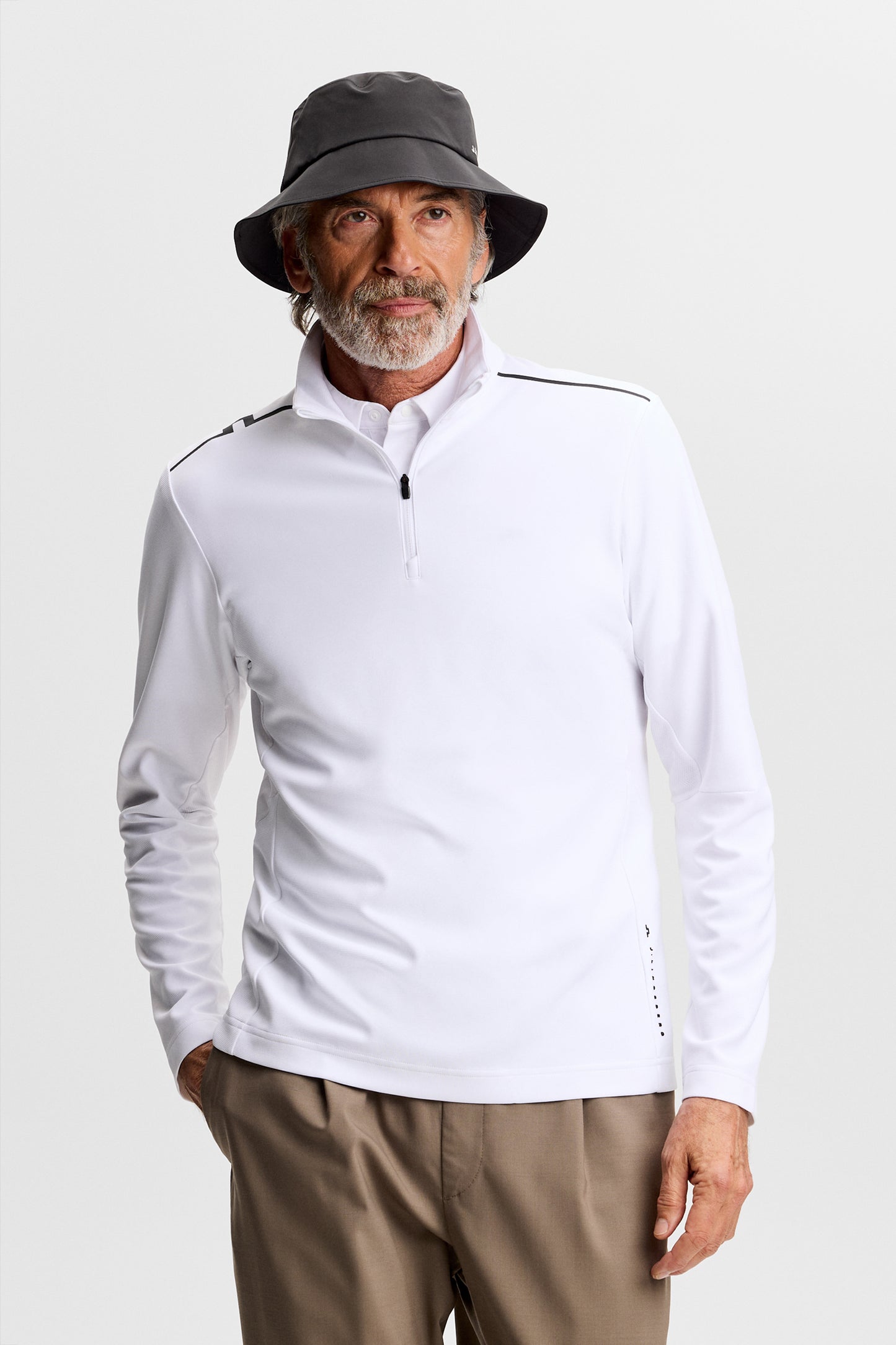 Leon Quarter Zip Mid Layer in White by J.Lindeberg