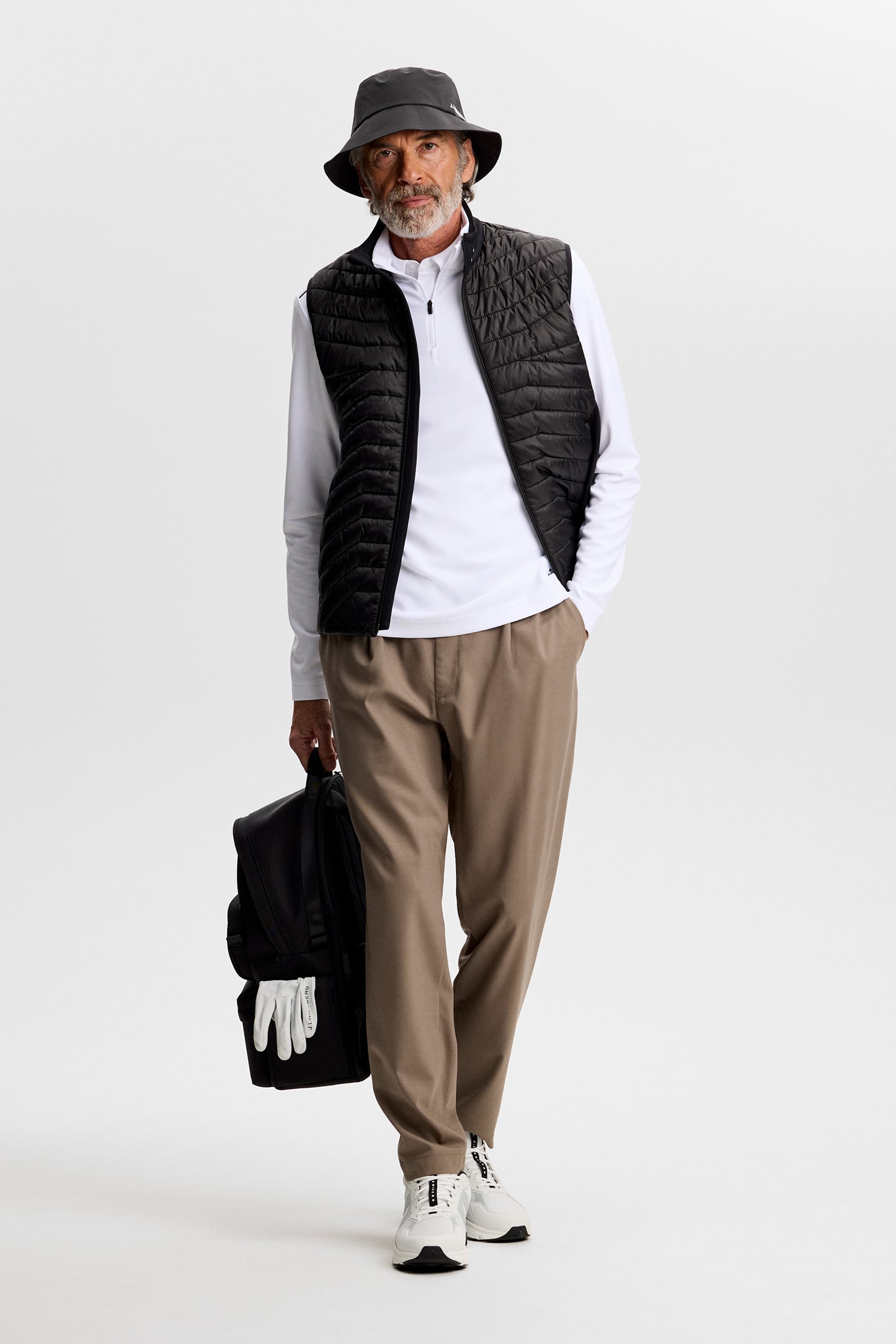 Leon Quarter Zip Mid Layer in White by J.Lindeberg