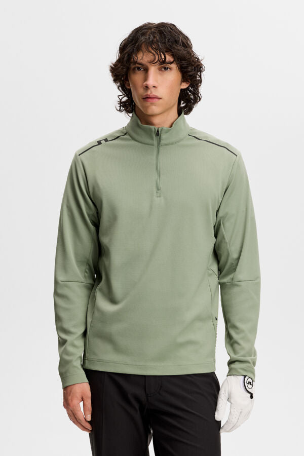 Leon Quarter Zip Mid Layer / Hedge Green