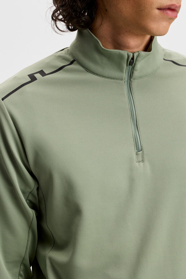 Leon Quarter Zip Mid Layer / Hedge Green