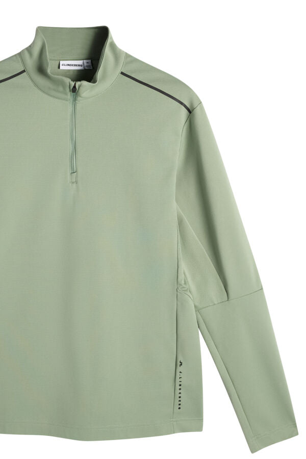 Leon Quarter Zip Mid Layer / Hedge Green