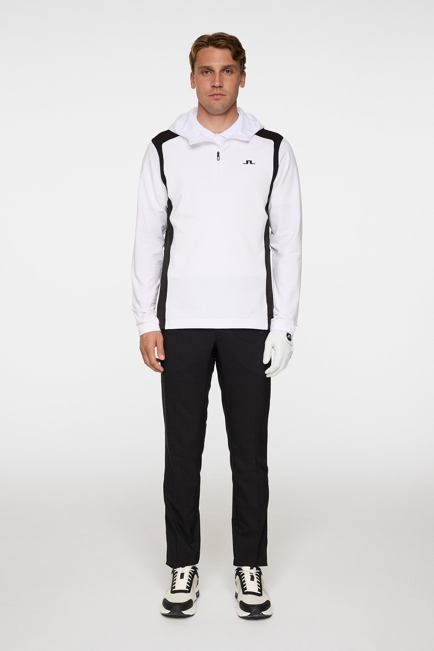 Lukas Quarter Zip Hood in White by J.Lindeberg