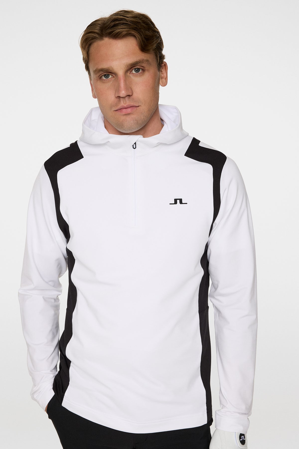 Lukas Quarter Zip Hood in White by J.Lindeberg