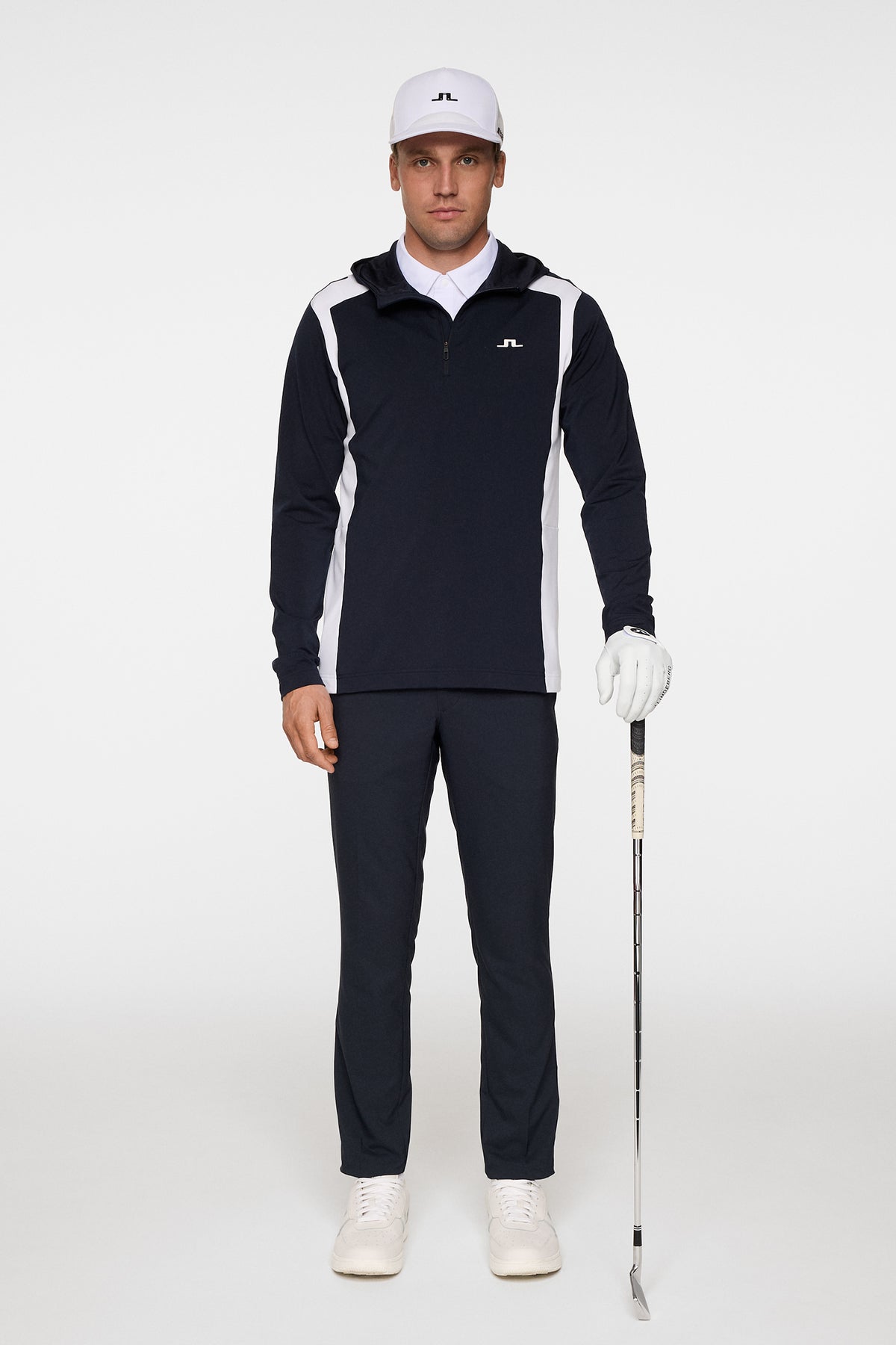 Lukas Quarter Zip Hood in JL Navy by J.Lindeberg