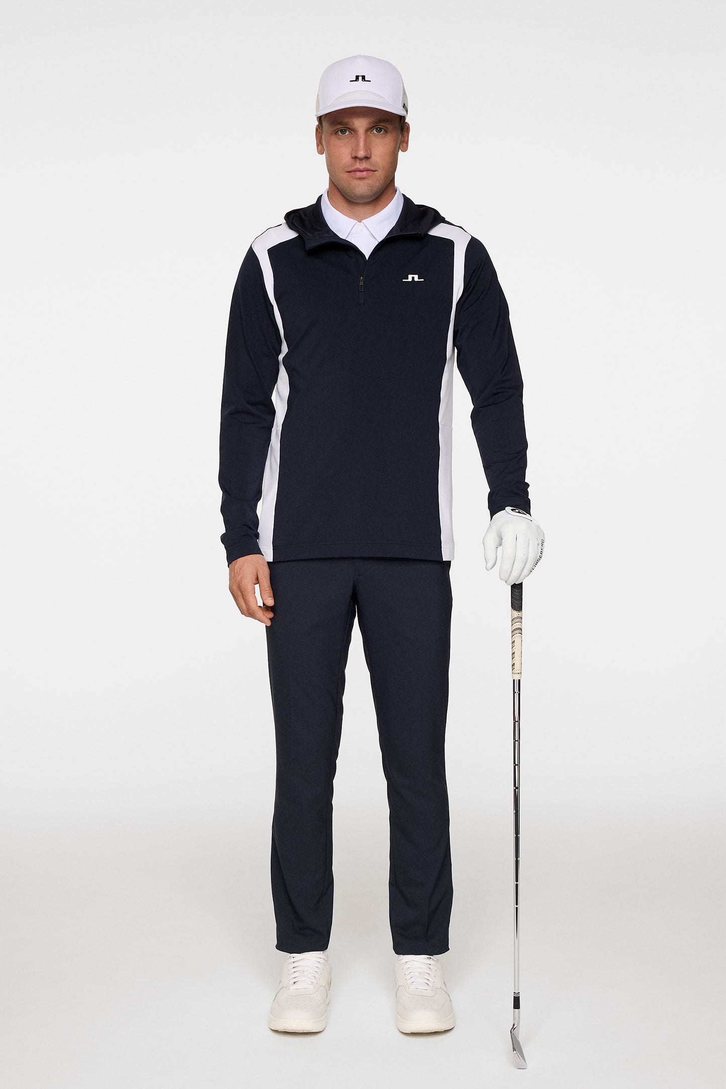 Lukas Quarter Zip Hood in JL Navy by J.Lindeberg