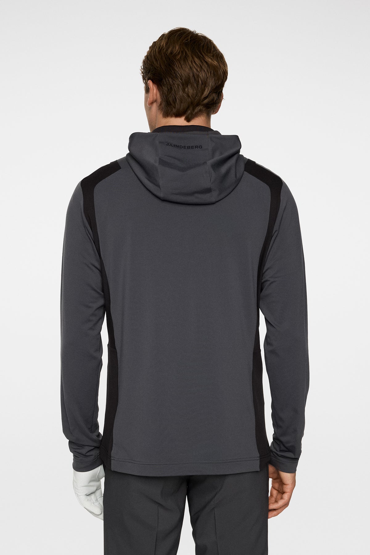 Lukas Quarter Zip Hood in Asphalt by J.Lindeberg