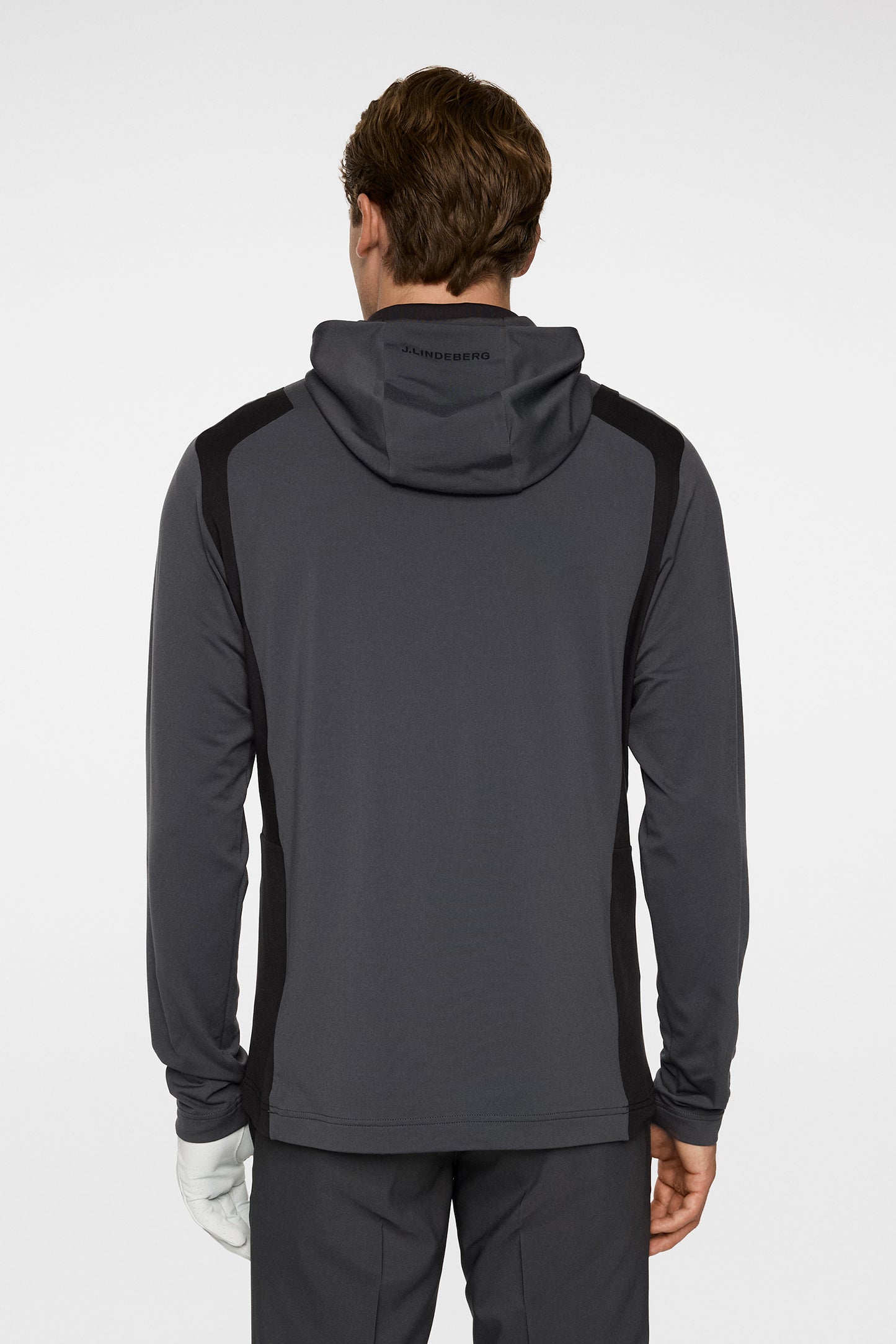 Lukas Quarter Zip Hood in Asphalt by J.Lindeberg