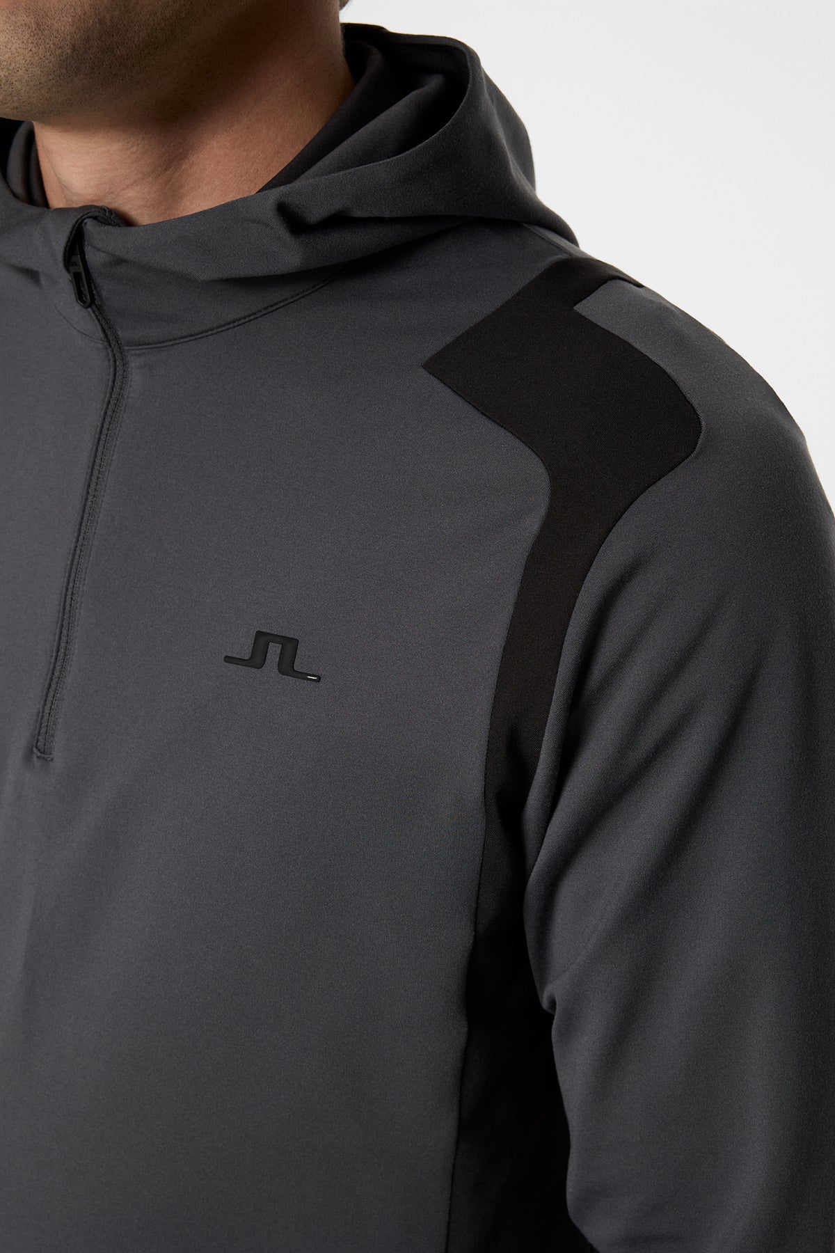 Lukas Quarter Zip Hood in Asphalt by J.Lindeberg