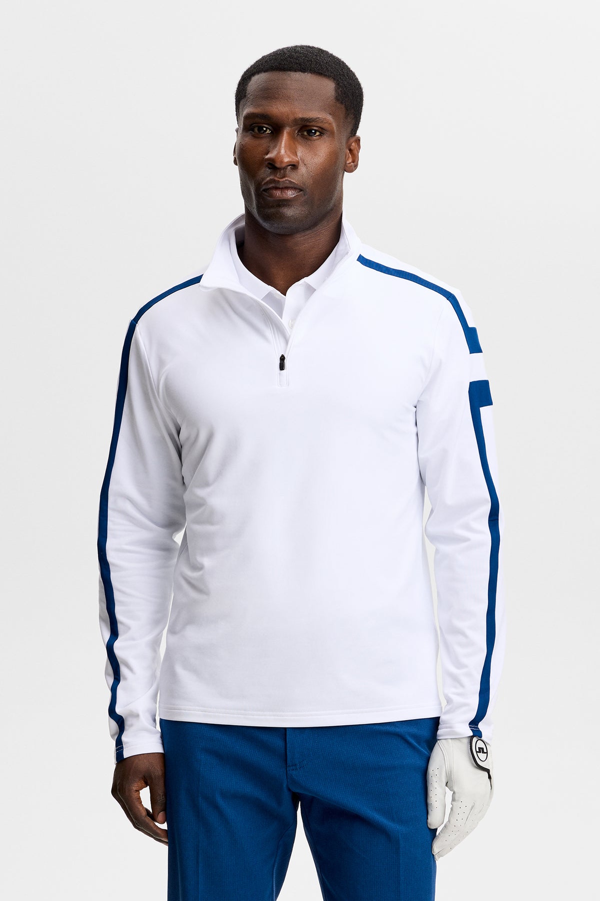 Keaton Quarter Zip Mid Layer in White by J.Lindeberg