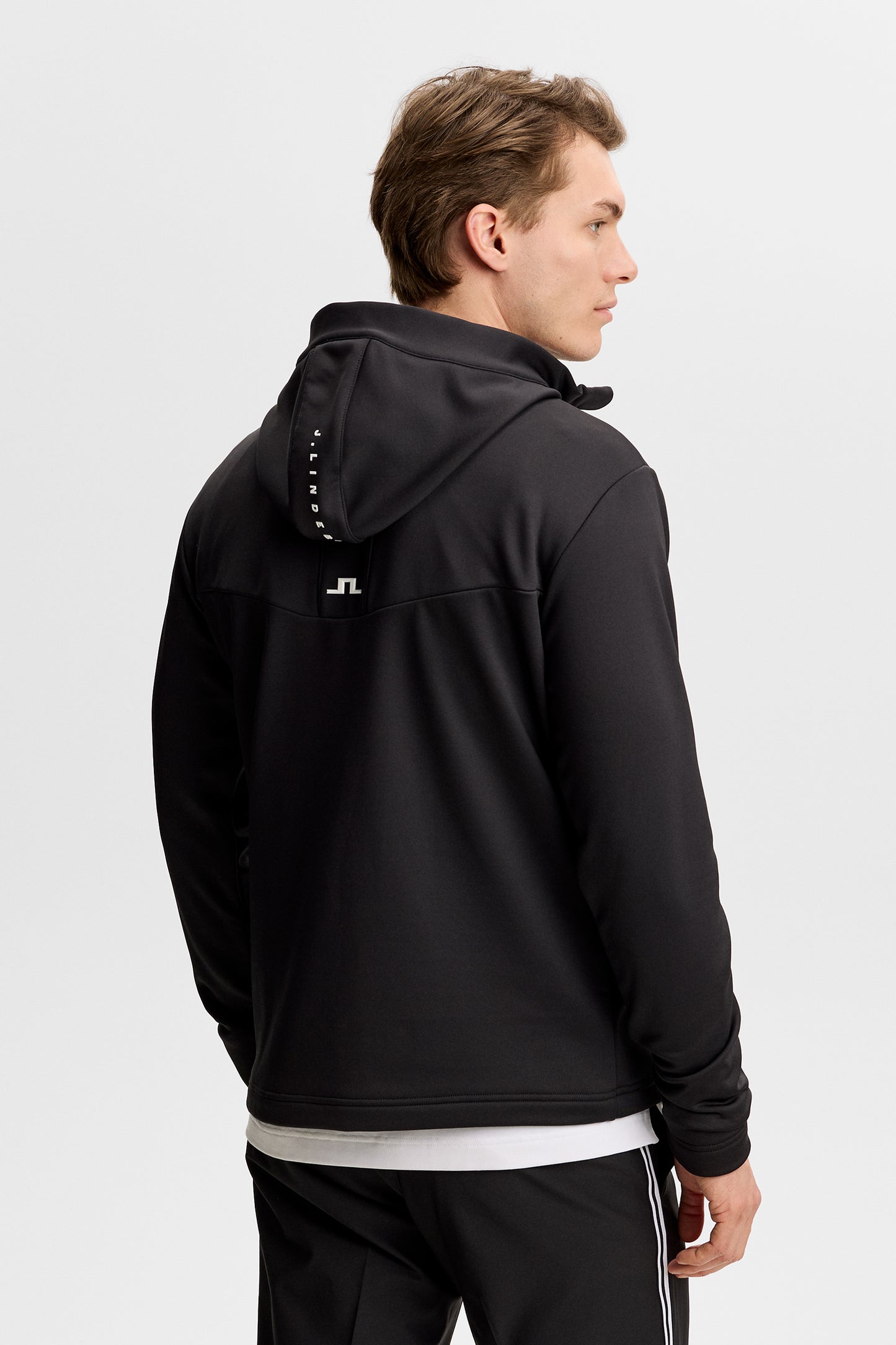 Maclean Quarter Zip Hood in Black by J.Lindeberg