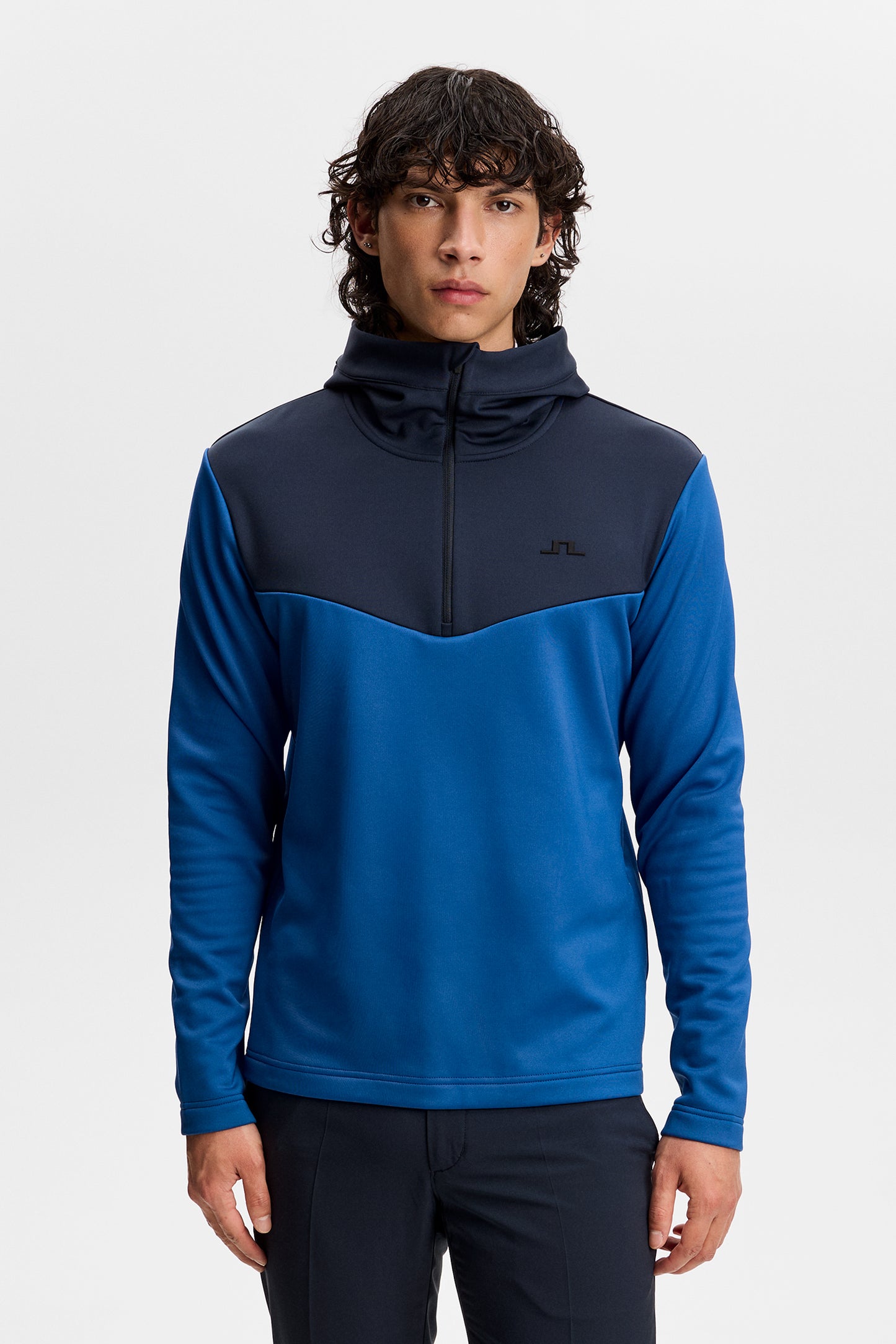 Maclean Quarter Zip Hood in Set Sail by J.Lindeberg