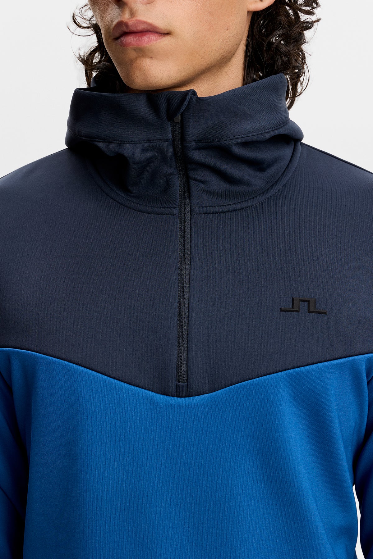 Maclean Quarter Zip Hood in Set Sail by J.Lindeberg