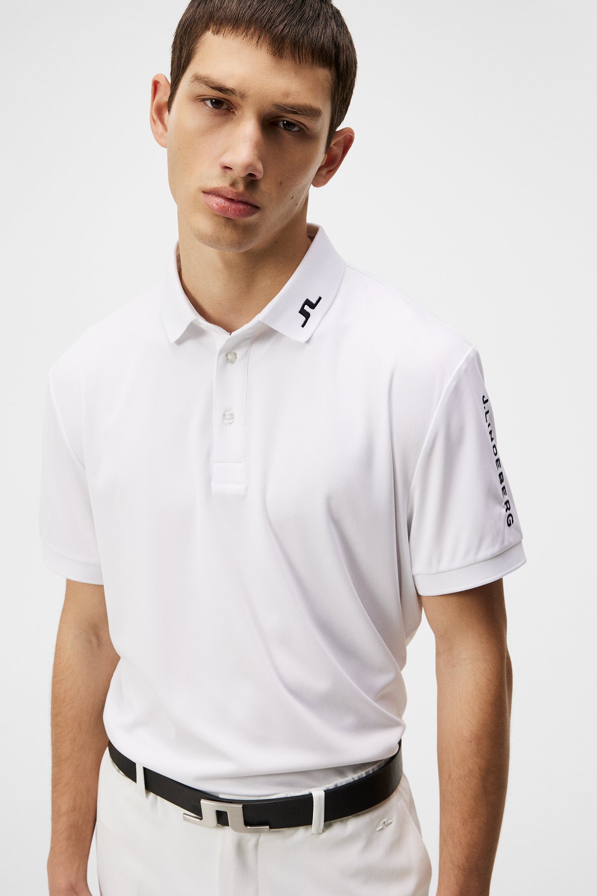 Tour Tech Reg Fit Golf Polo in White by J.Lindeberg