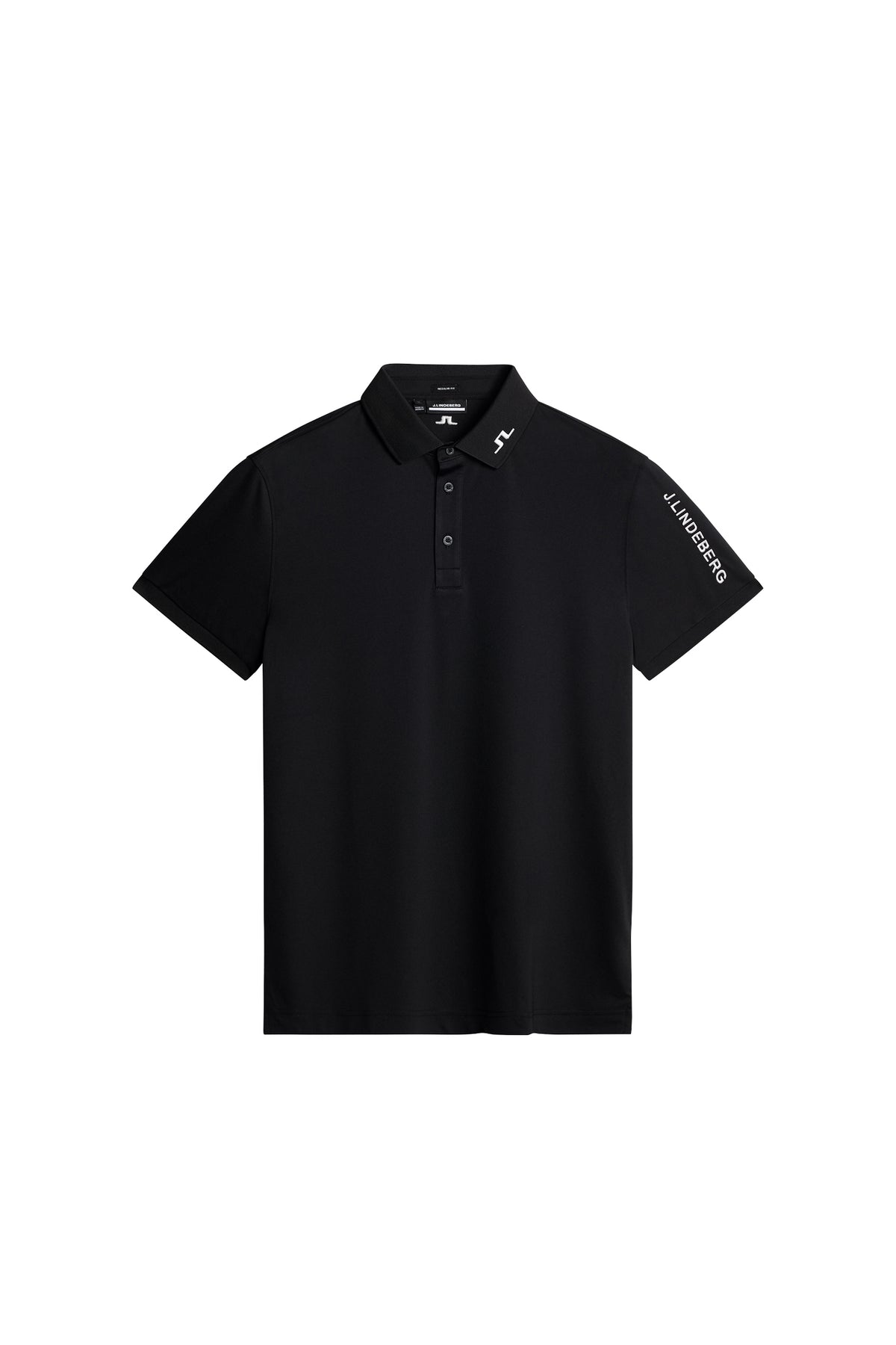 Tour Tech Reg Fit Golf Polo in Black by J.Lindeberg