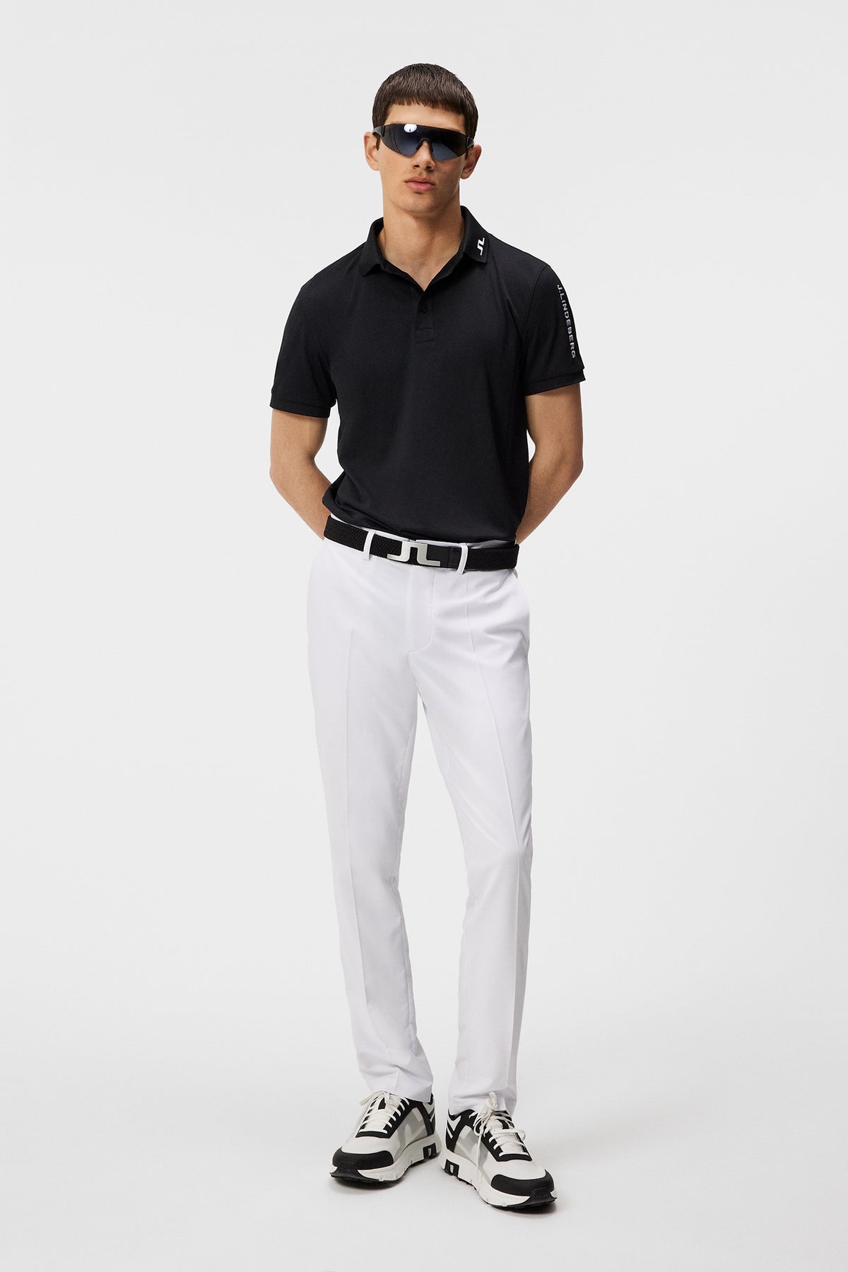 Tour Tech Reg Fit Golf Polo in Black by J.Lindeberg
