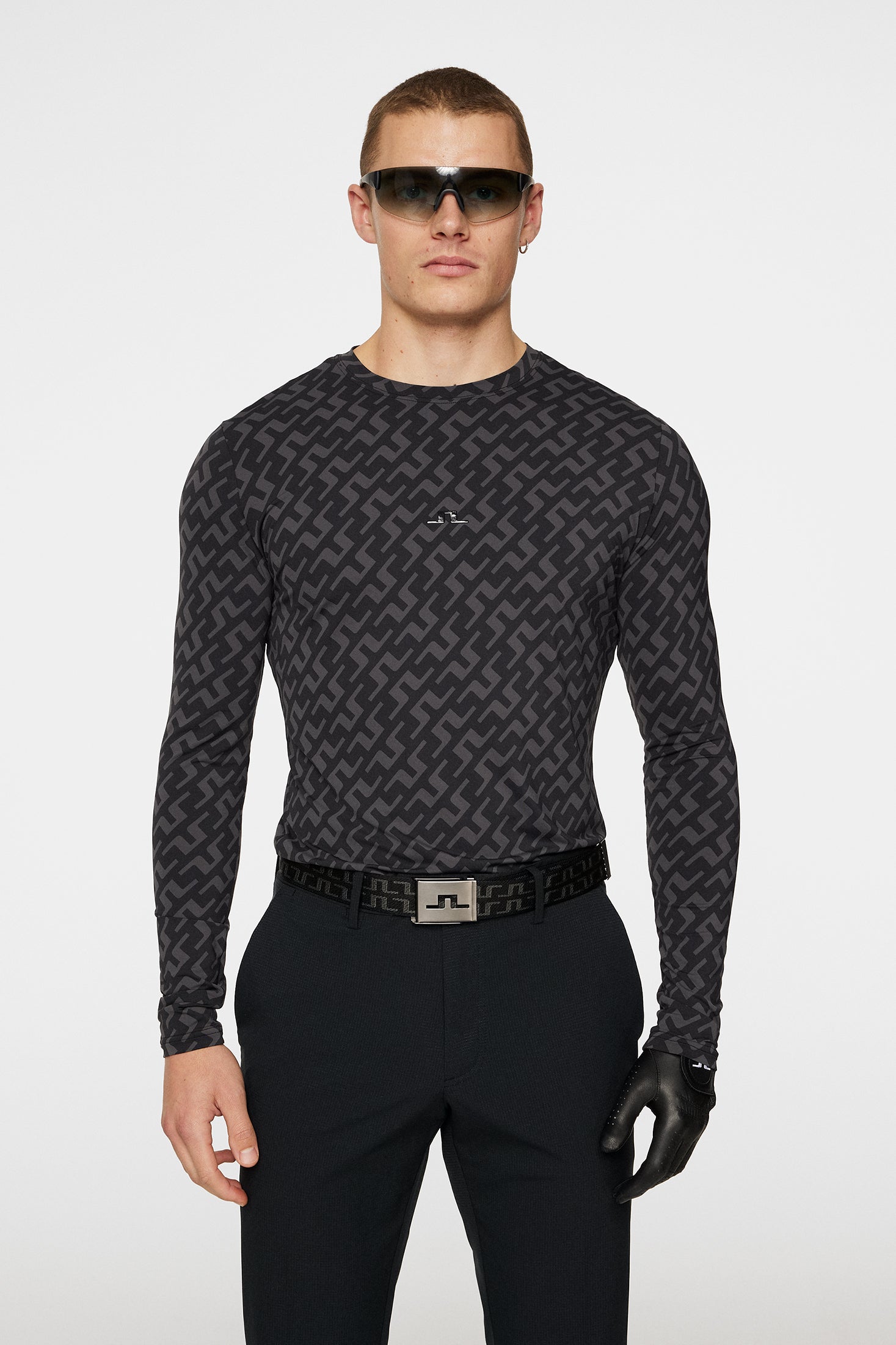 j.lindeberg Thor Long Sleeve Printed Bias Bridge Black Discount