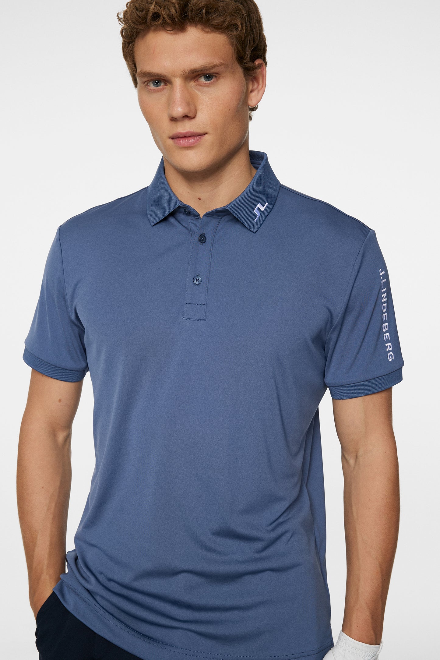Tour Tech Slim Fit Polo in Vintage Indigo by J.Lindeberg