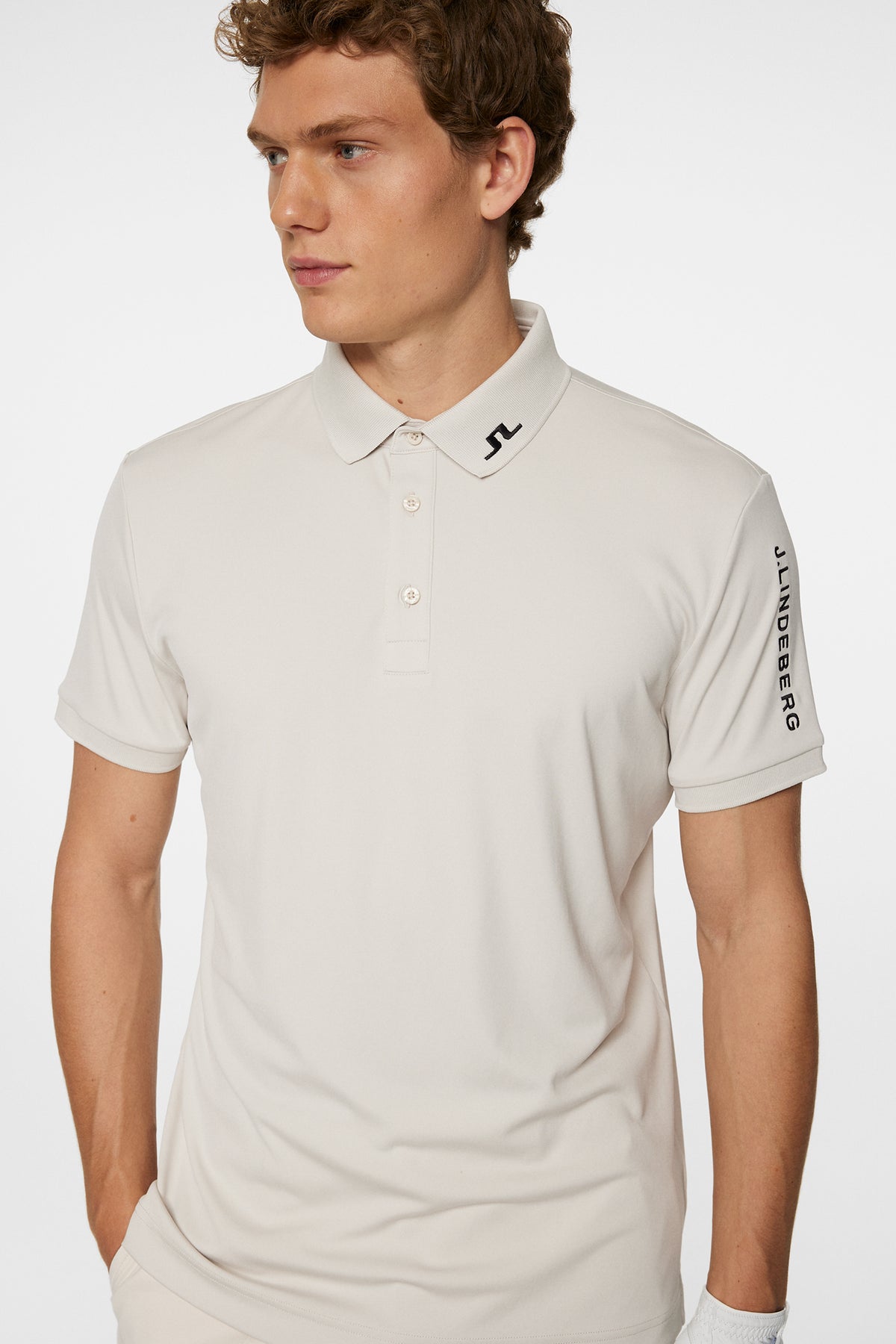 Tour Tech Slim Fit Polo in Moonbeam by J.Lindeberg