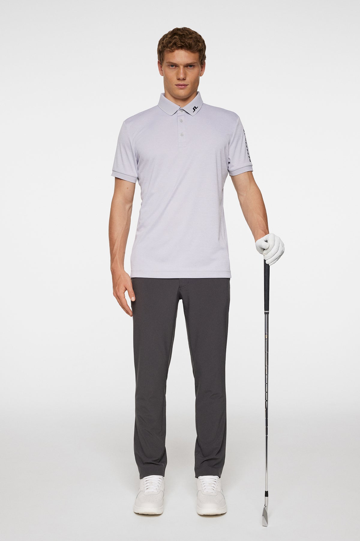 Tour Tech Slim Fit Polo in Light Grey Melange by J.Lindeberg