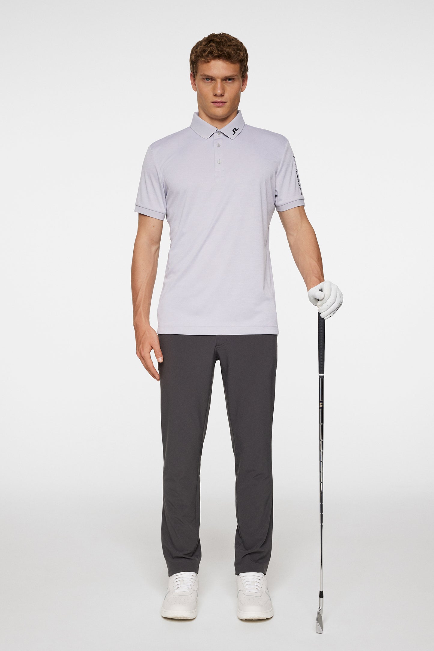 Tour Tech Slim Fit Polo in Light Grey Melange by J.Lindeberg
