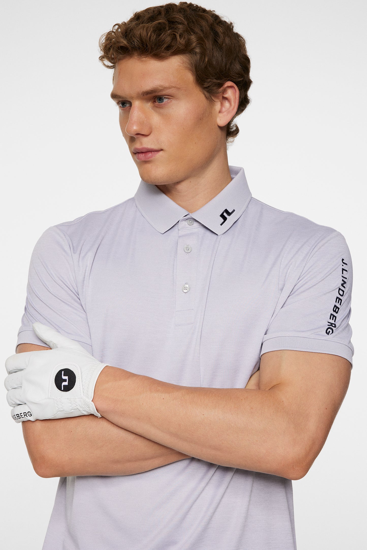 Tour Tech Slim Fit Polo in Light Grey Melange by J.Lindeberg
