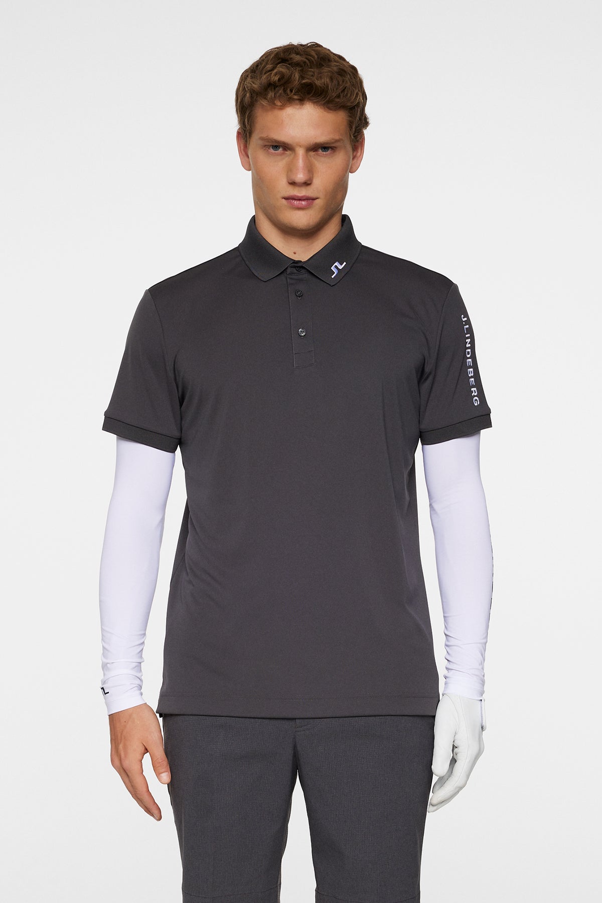 Tour Tech Slim Fit Polo in Asphalt by J.Lindeberg