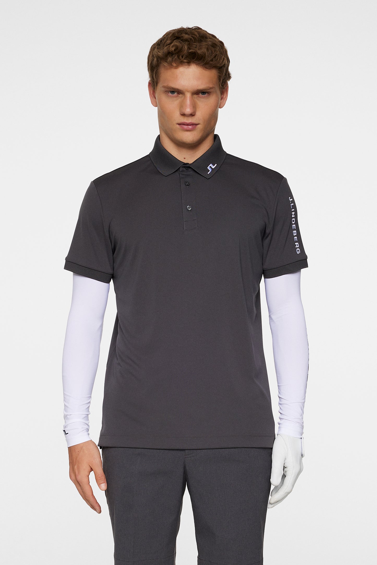 Tour Tech Slim Fit Polo in Asphalt by J.Lindeberg
