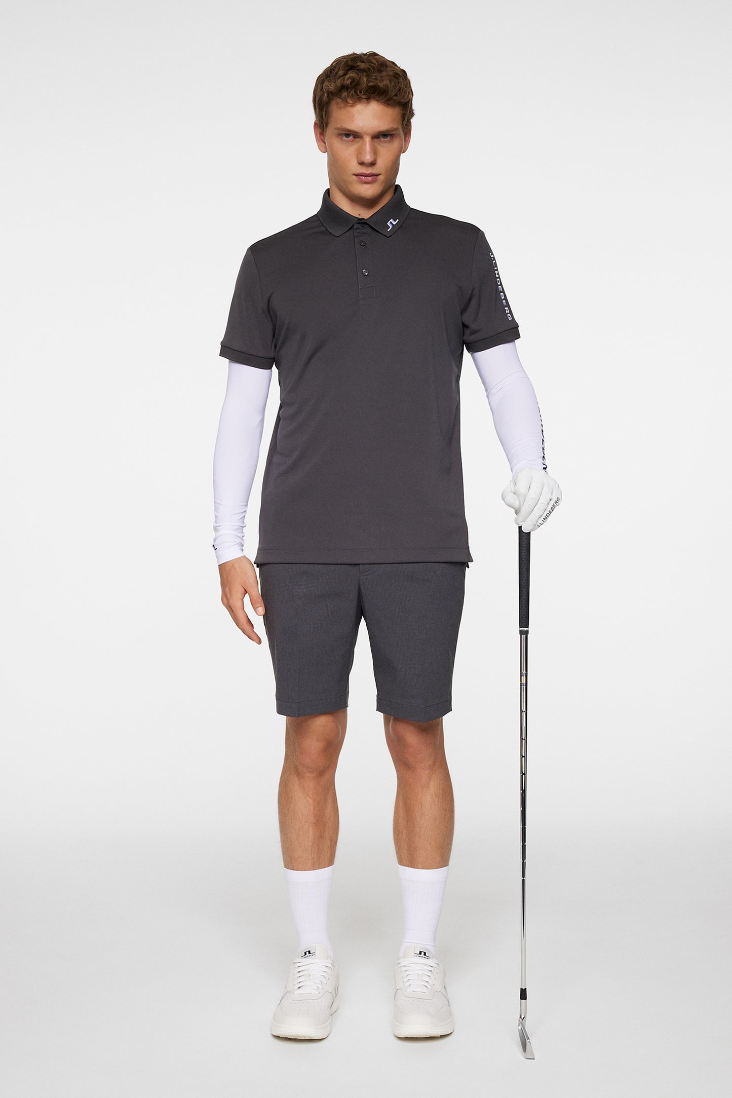 Tour Tech Slim Fit Polo in Asphalt by J.Lindeberg