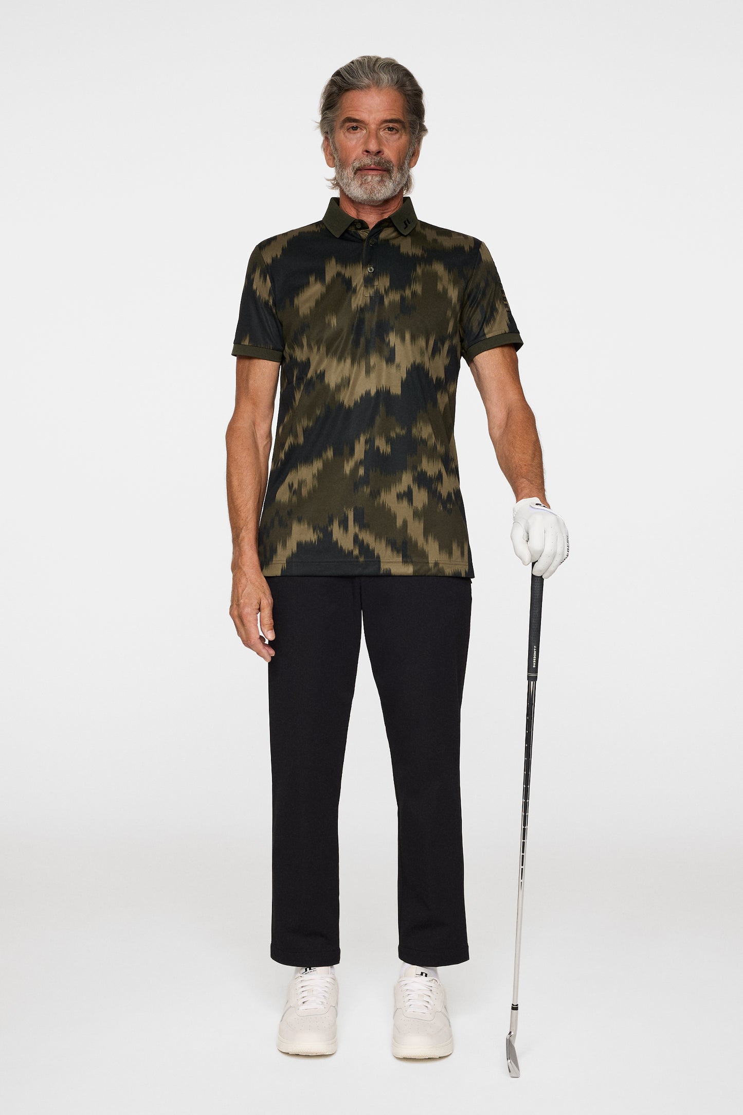 Tour Tech Print Polo in Warp Forest L by J.Lindeberg